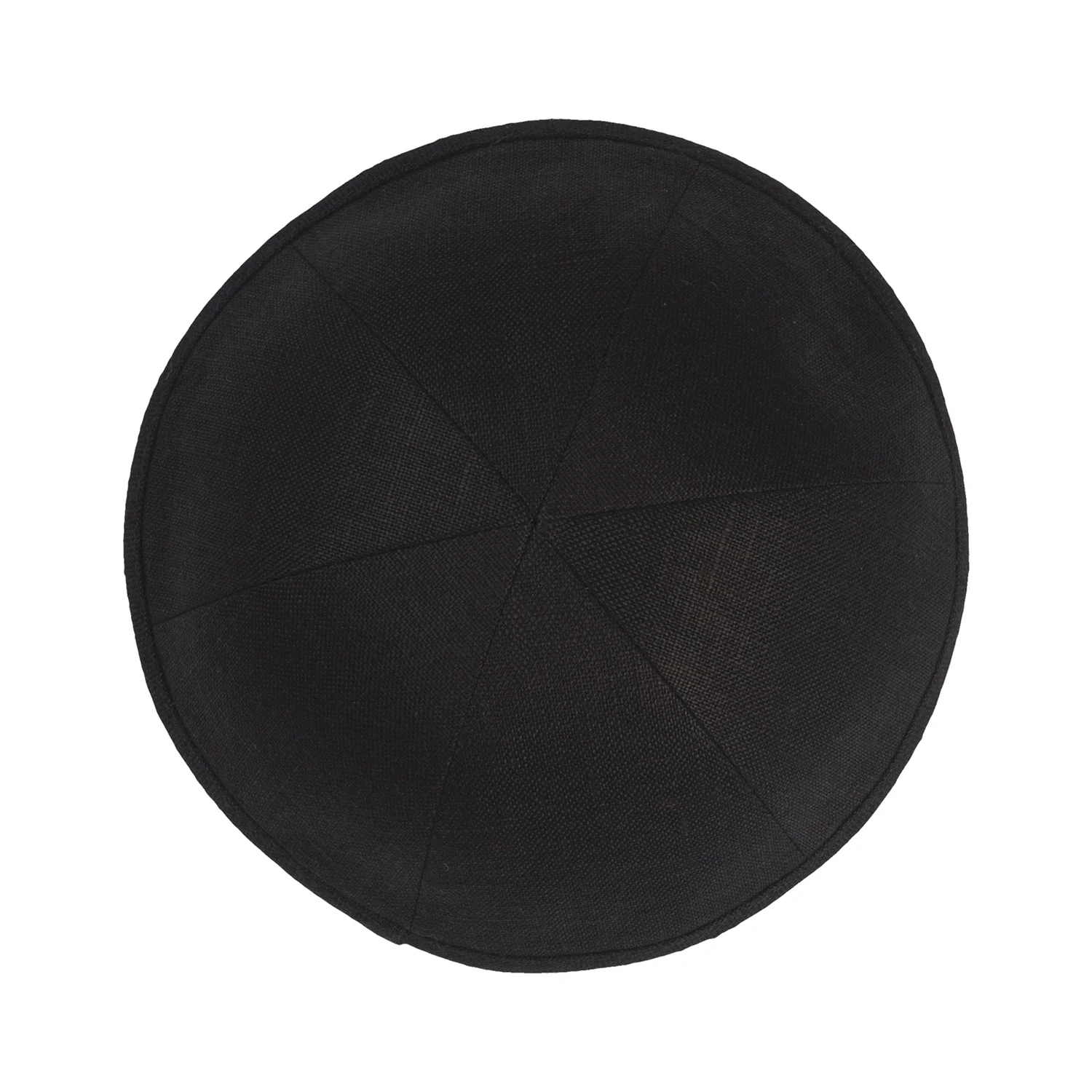 IKIPPAH BLACK LINEN - 6 PANEL YARMULKE - Image 2