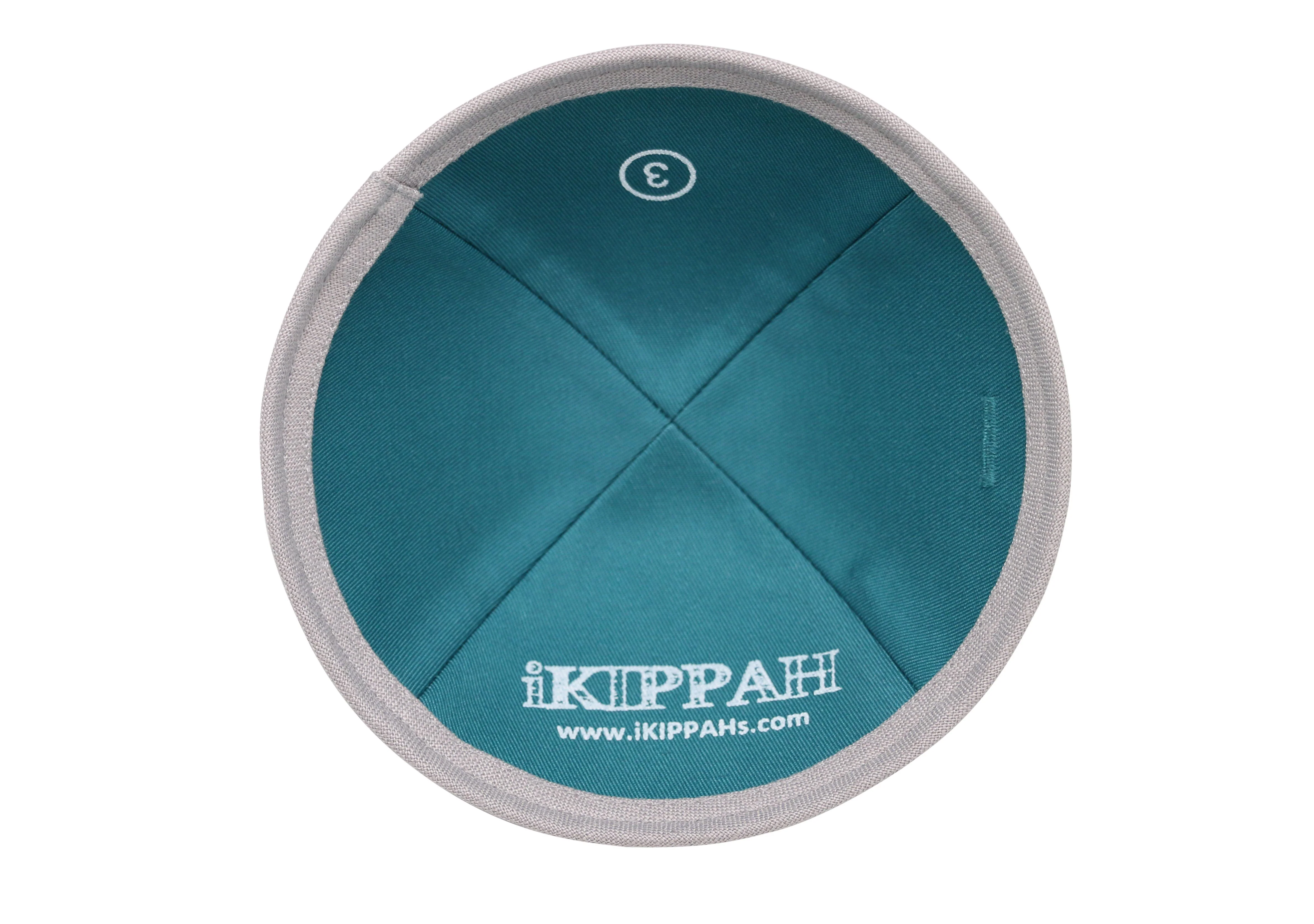 IKIPPAH GRAY LINEN W/ LIGHT GRAY RIM YARMULKE - Image 3