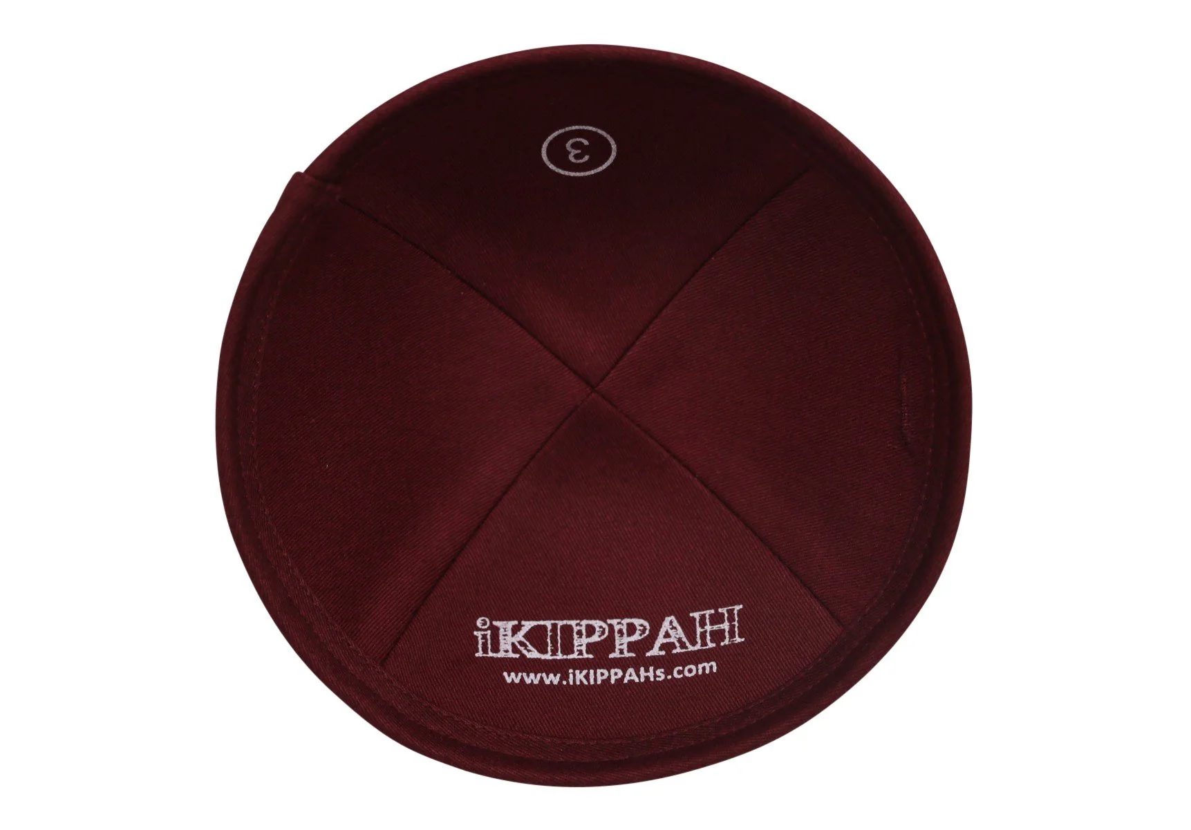 IKIPPAH GRAY LINEN W/ BURGUNDY RIM YARMULKE - Image 3