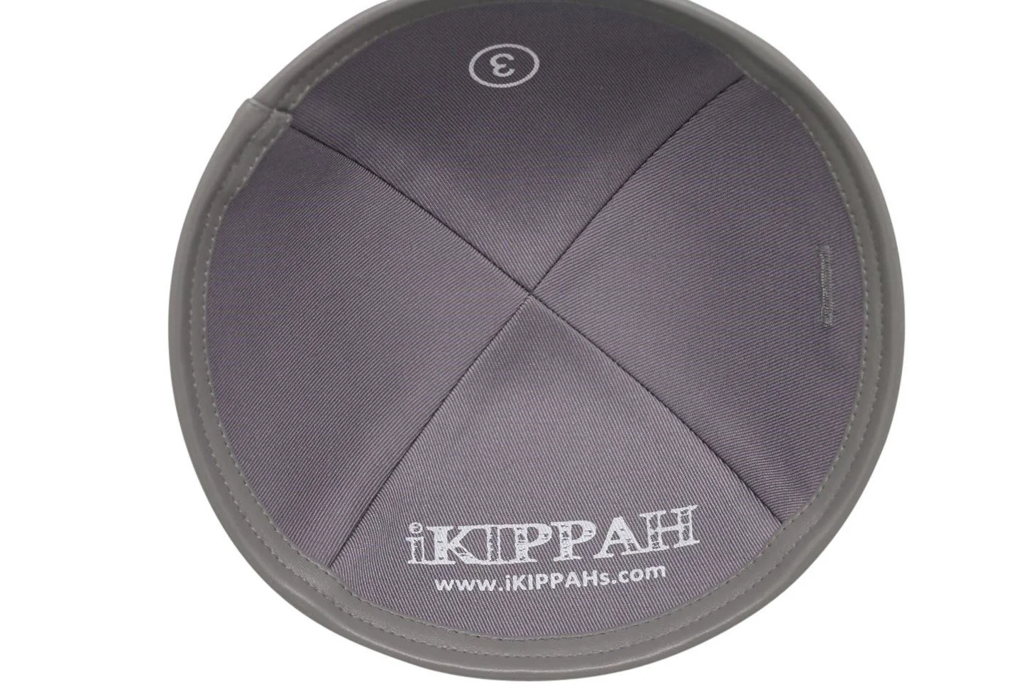 IKIPPAH GRAY LINEN WITH LEATHER RIM YARMULKE - Image 3