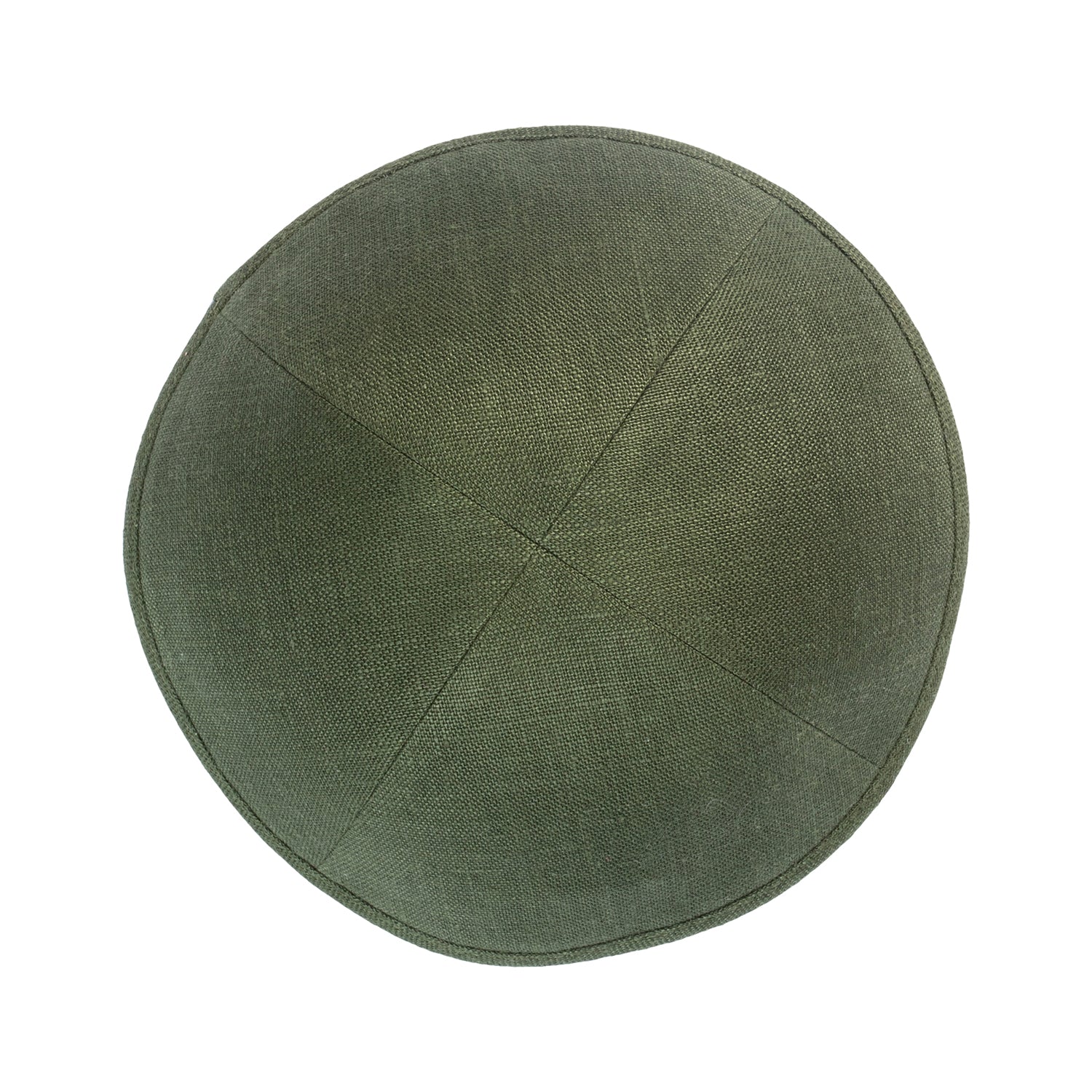 IKIPPAH OLIVE GREEN LINEN YARMULKE - Image 2