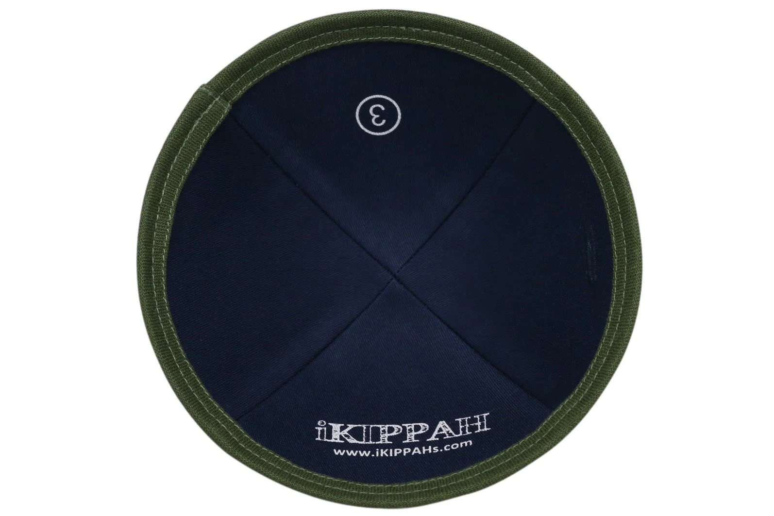 IKIPPAH OLIVE GREEN LINEN YARMULKE - Image 3