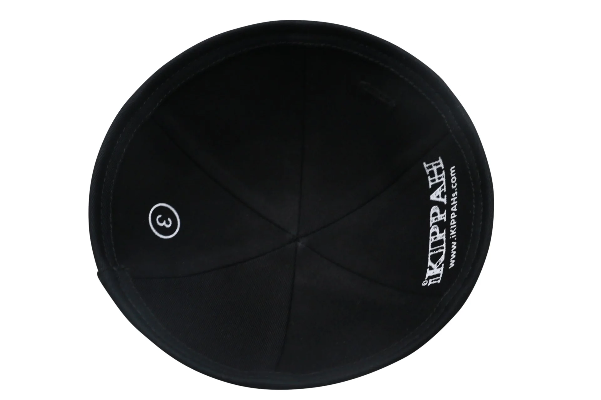 IKIPPAH BLACK COTTON - 6 PANEL YARMULKE - Image 3