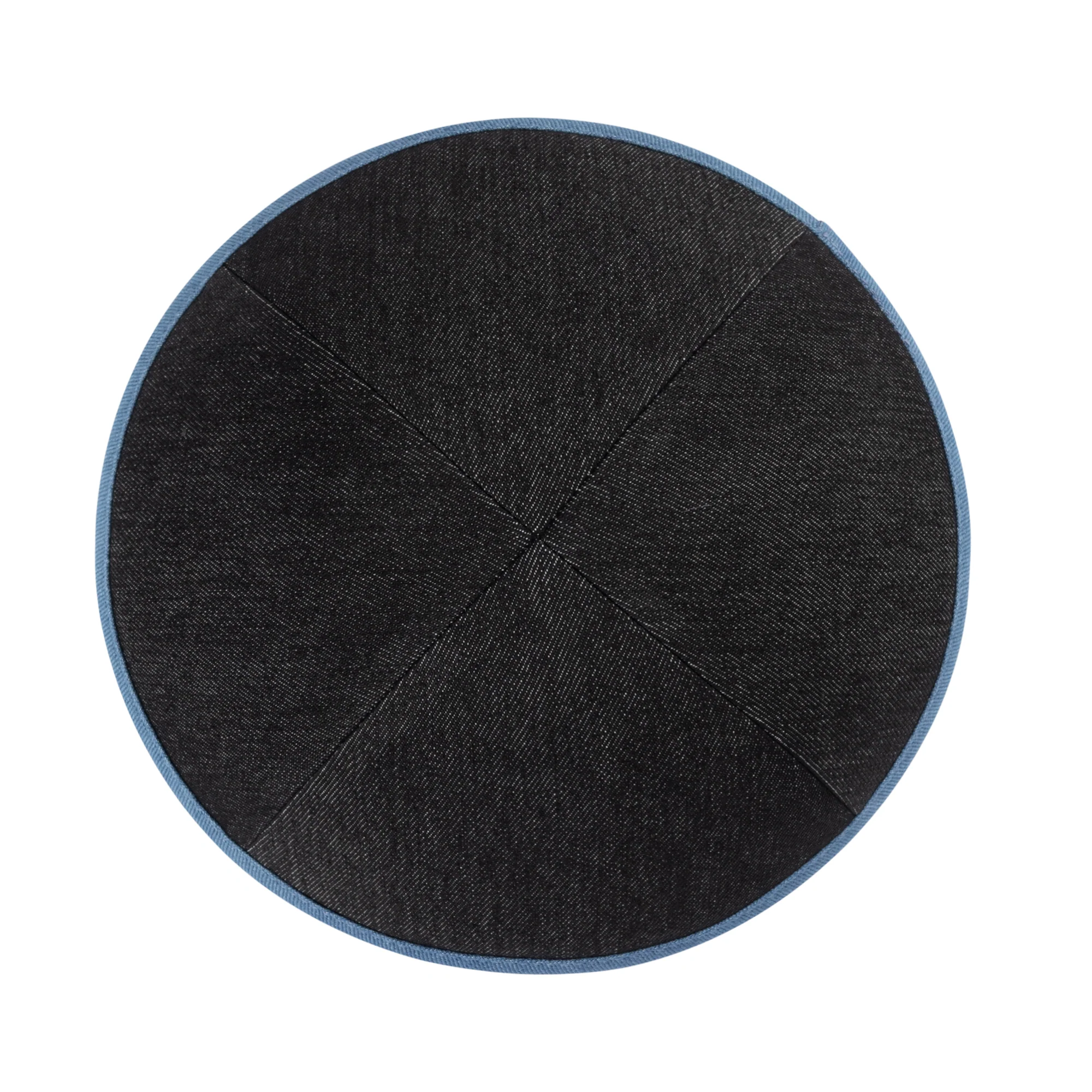 IKIPPAH BLACK DENIM W/ BLUE DENIM RIM YARMULKE - Image 2