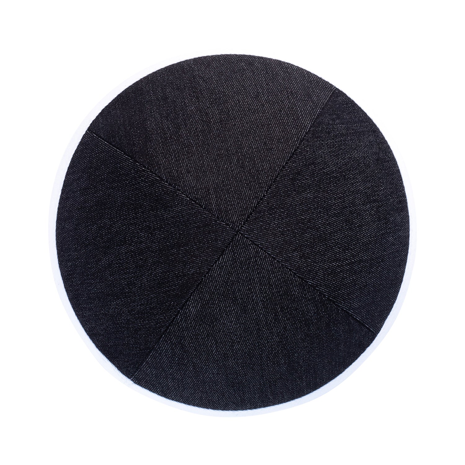 IKIPPAH BLACK DENIM W/ WHITE RIM YARMULKE - Image 2