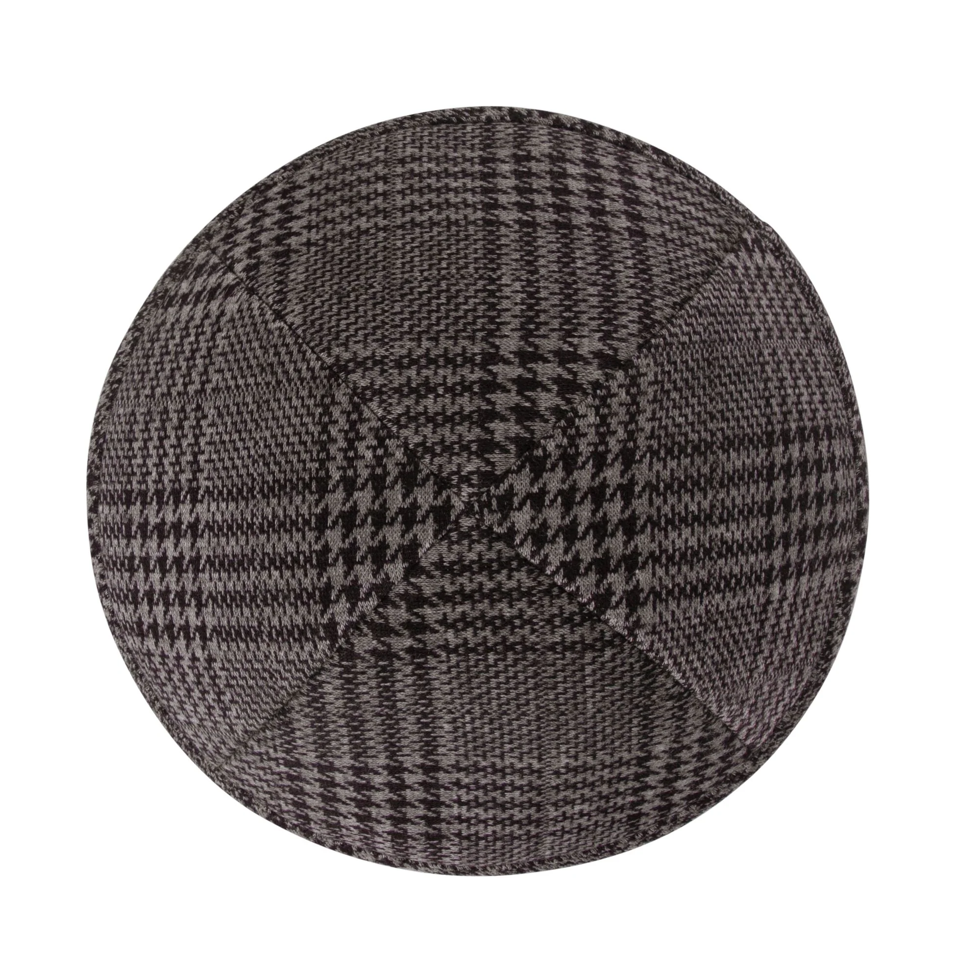 IKIPPAH BLACK & GRAY HOUNDSTOOTH PLAID YARMULKE - Image 2