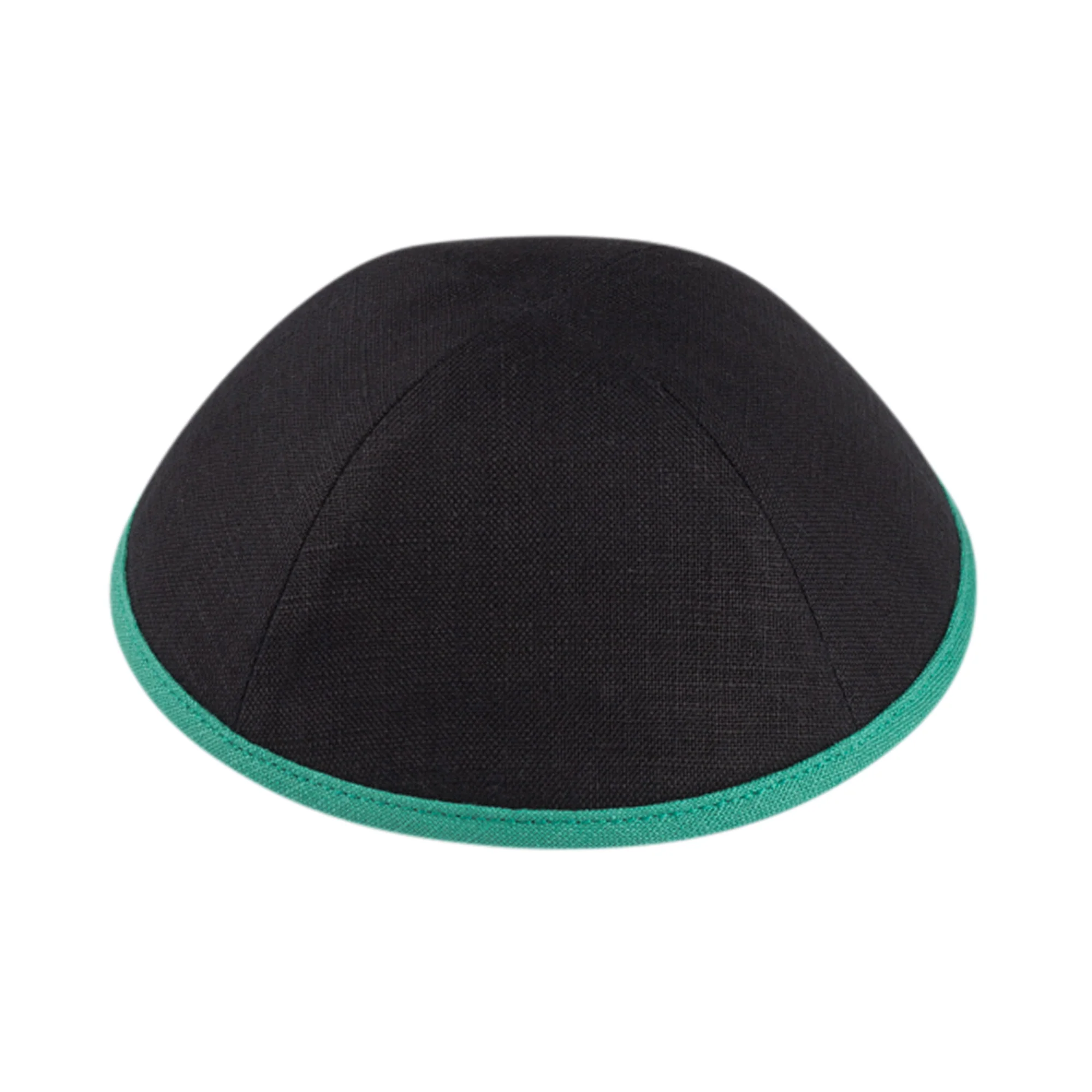 IKIPPAH BLACK LINEN W/ COLORED RIMS YARMULKE - Image 10