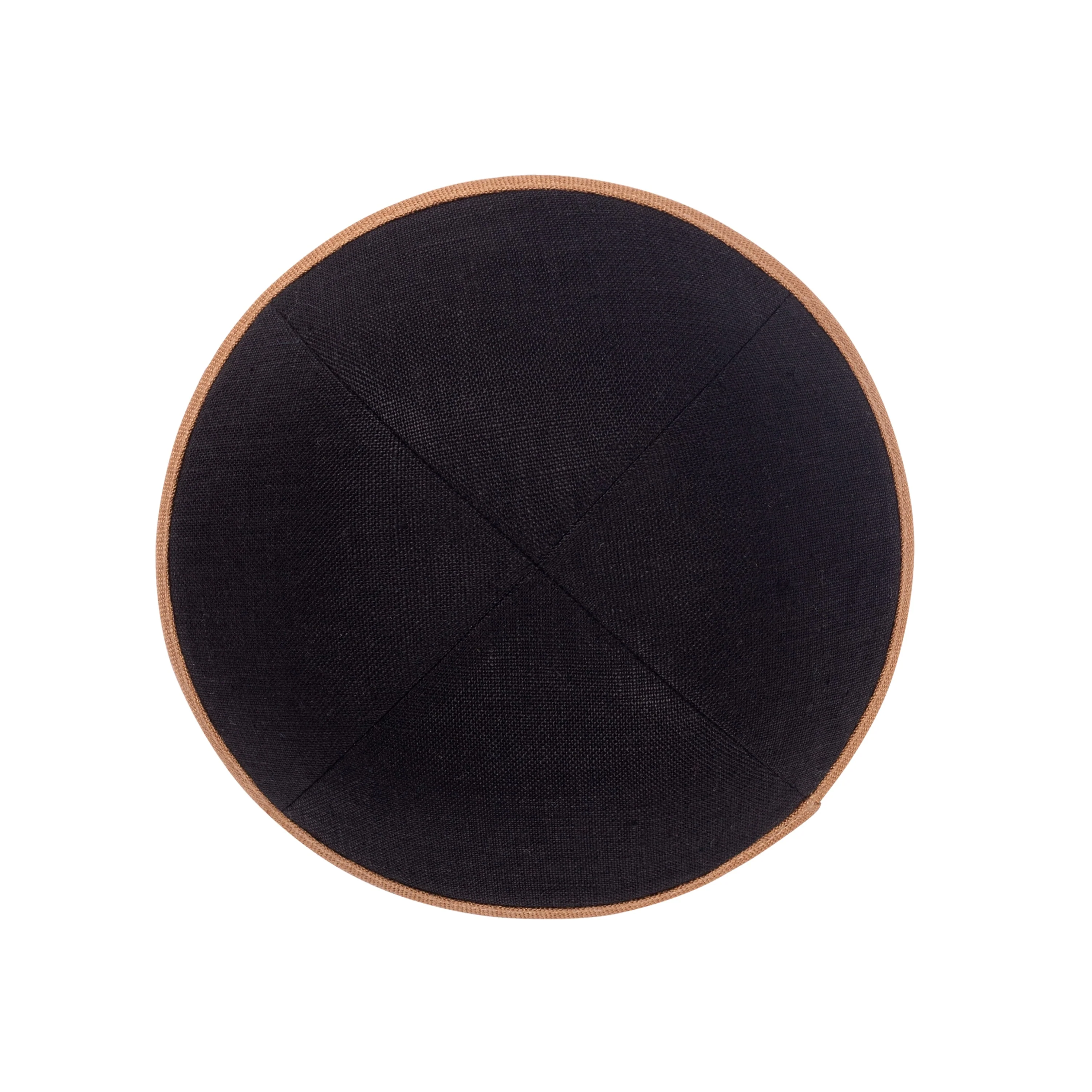 IKIPPAH BLACK LINEN W/ COLORED RIMS YARMULKE - Image 2