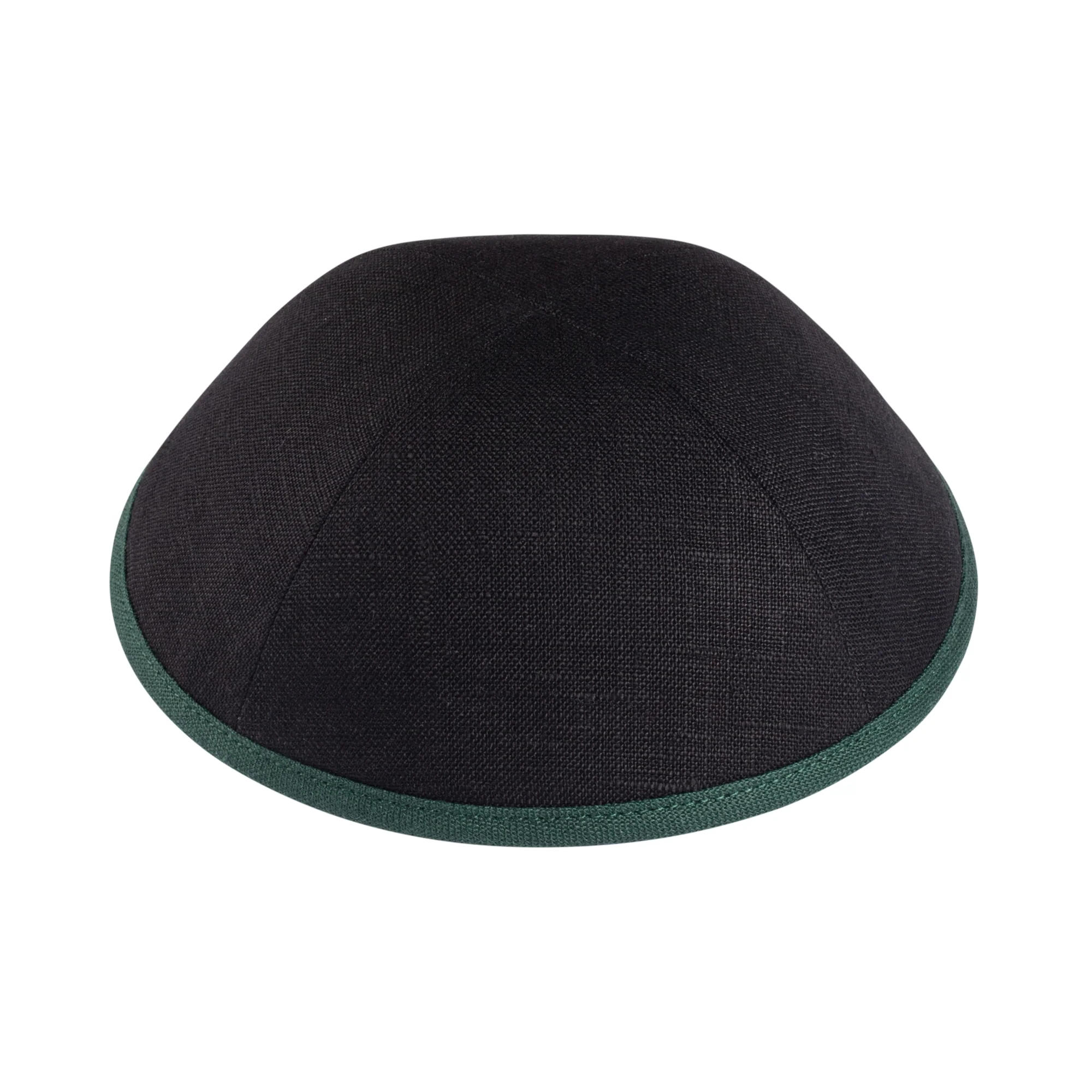 IKIPPAH BLACK LINEN W/ COLORED RIMS YARMULKE - Image 5