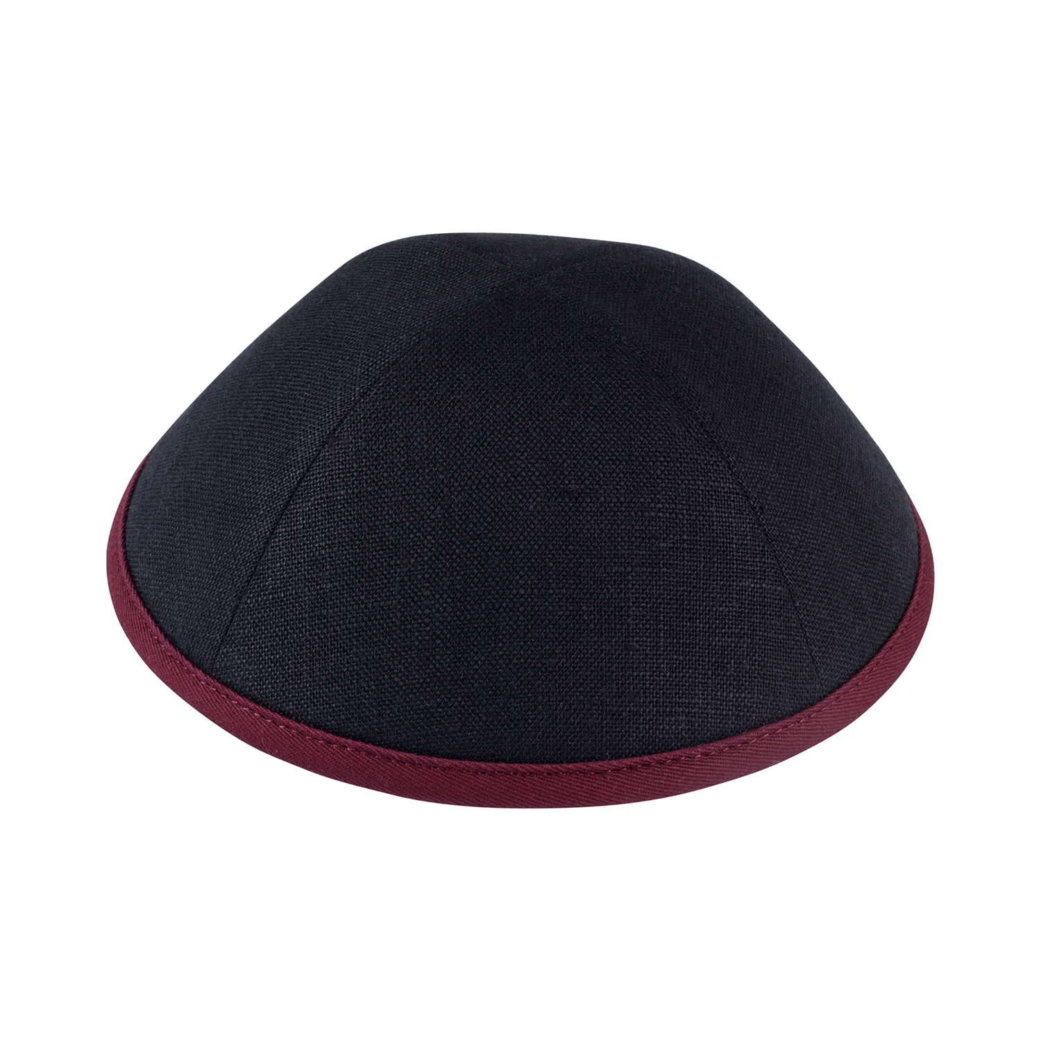 IKIPPAH BLACK LINEN W/ COLORED RIMS YARMULKE - Image 7