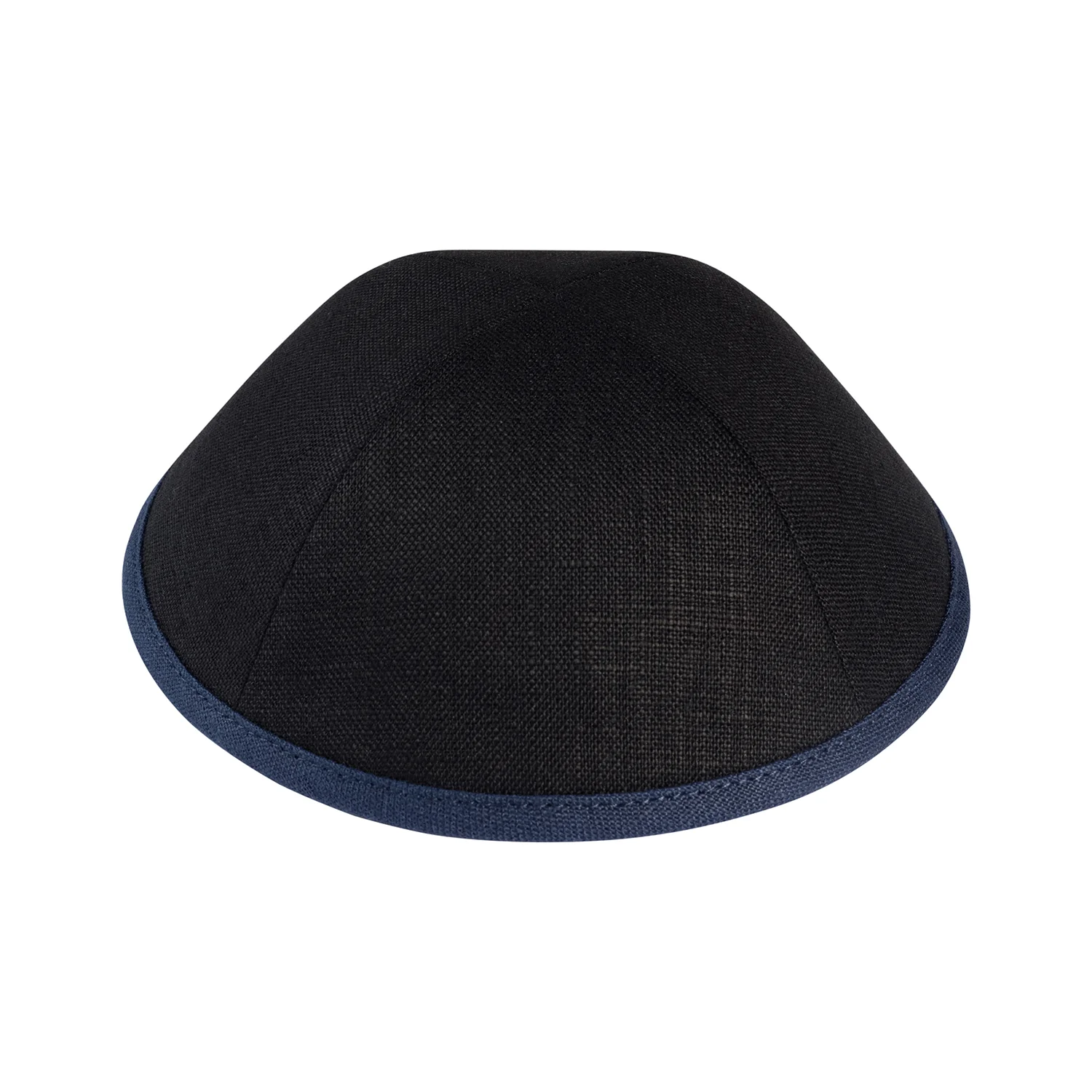 IKIPPAH BLACK LINEN W/ COLORED RIMS YARMULKE - Image 8