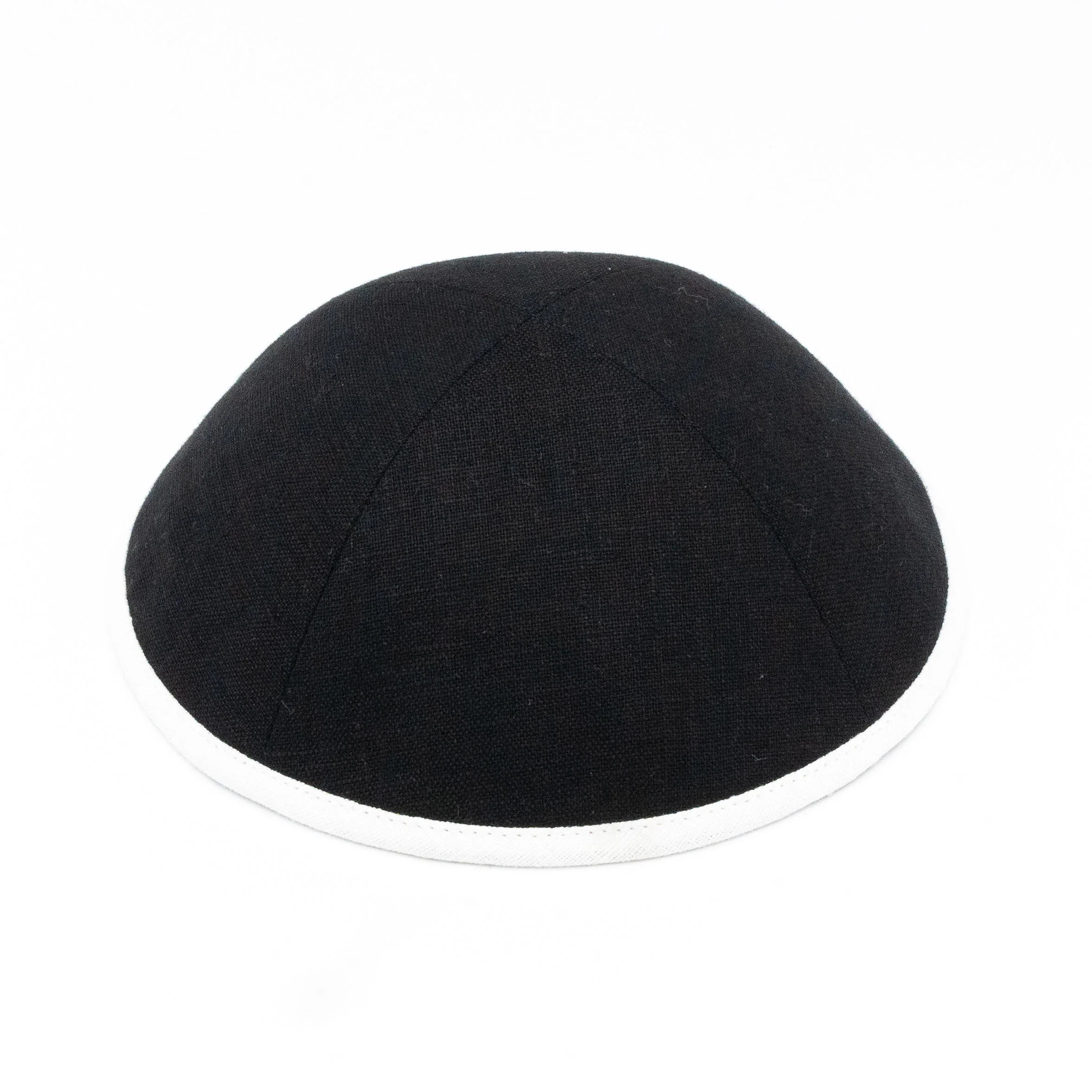 IKIPPAH BLACK LINEN W/ COLORED RIMS YARMULKE - Image 9
