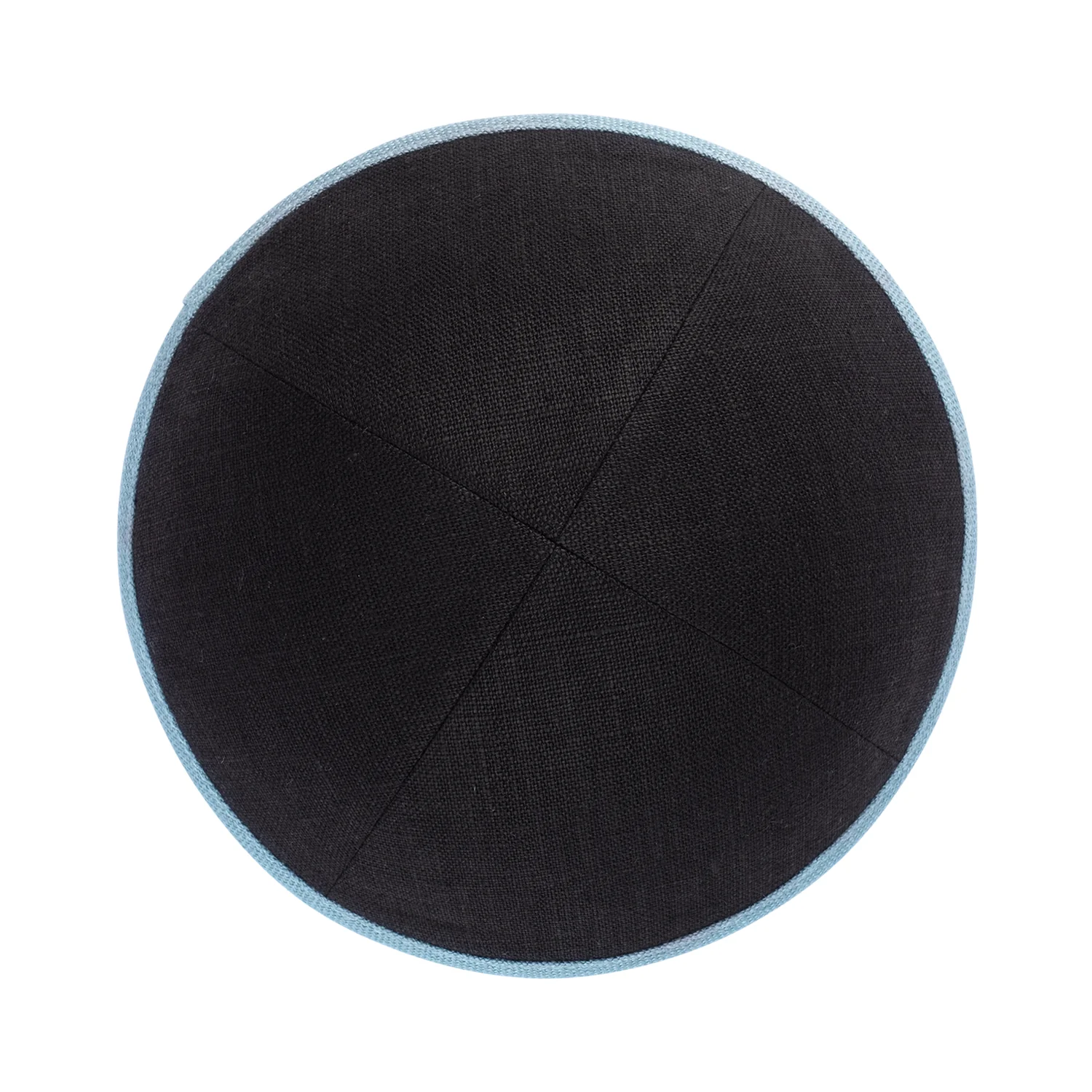 IKIPPAH BLACK LINEN W/ SEA GREEN RIM YARMULKE - Image 2
