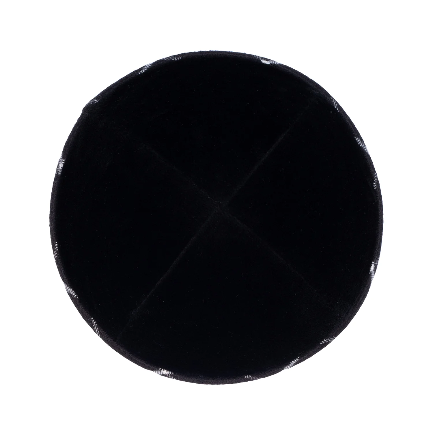 IKIPPAH BLACK VELVET W/ BLACK PLAID RIM YARMULKE - Image 2