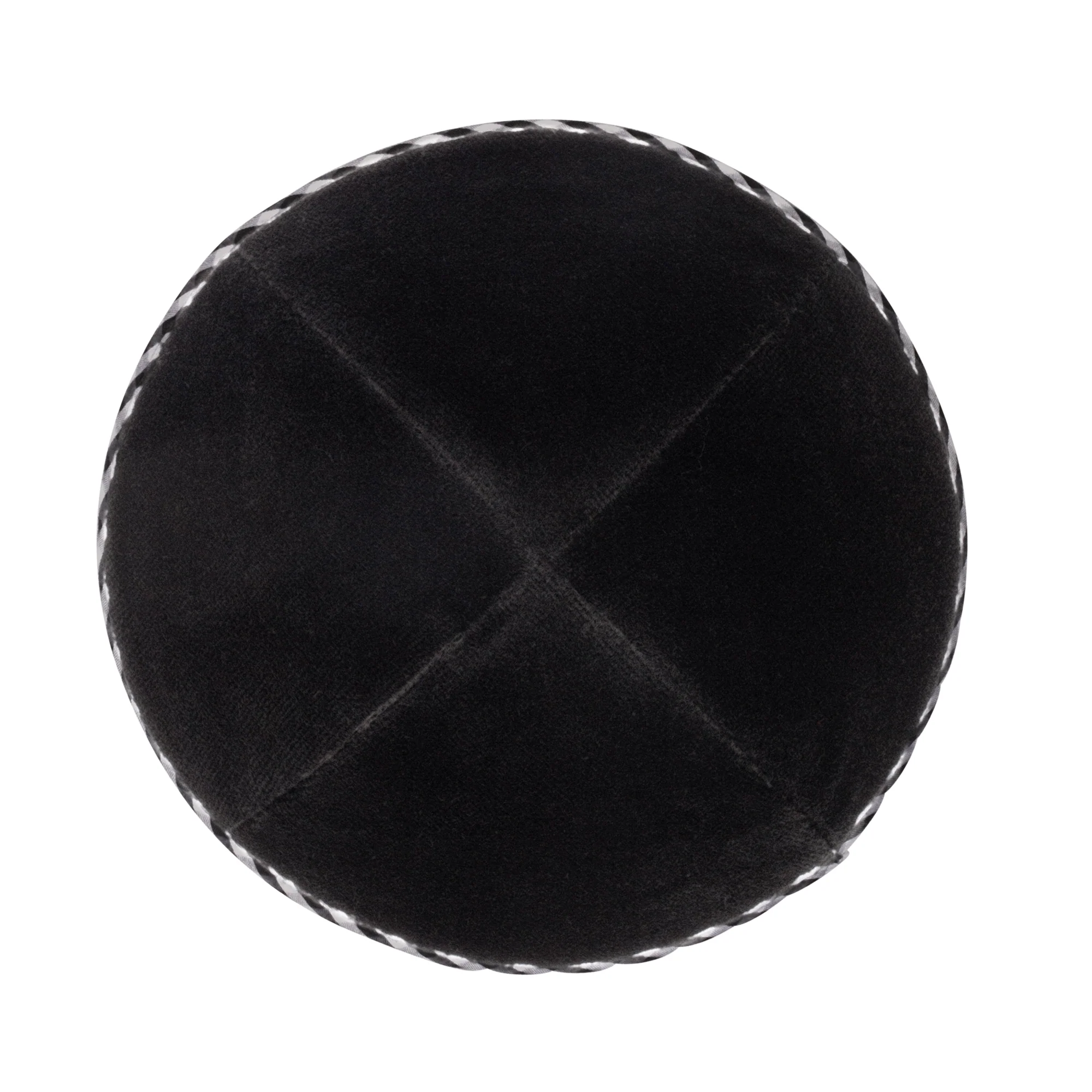IKIPPAH BLACK VELVET W/ BLACK & WHITE GINGHAM RIM YARMULKE - Image 2