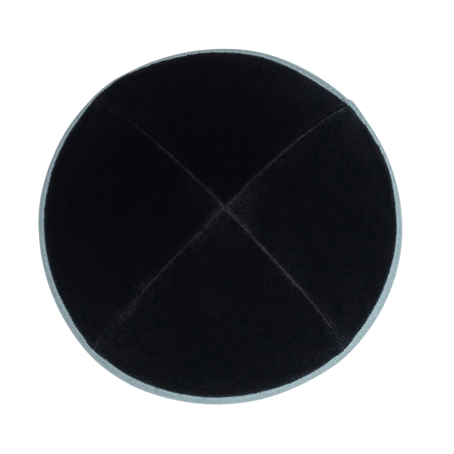 IKIPPAH BLACK VELVET W/ BLUE GRAY RIM YARMULKE - Image 2