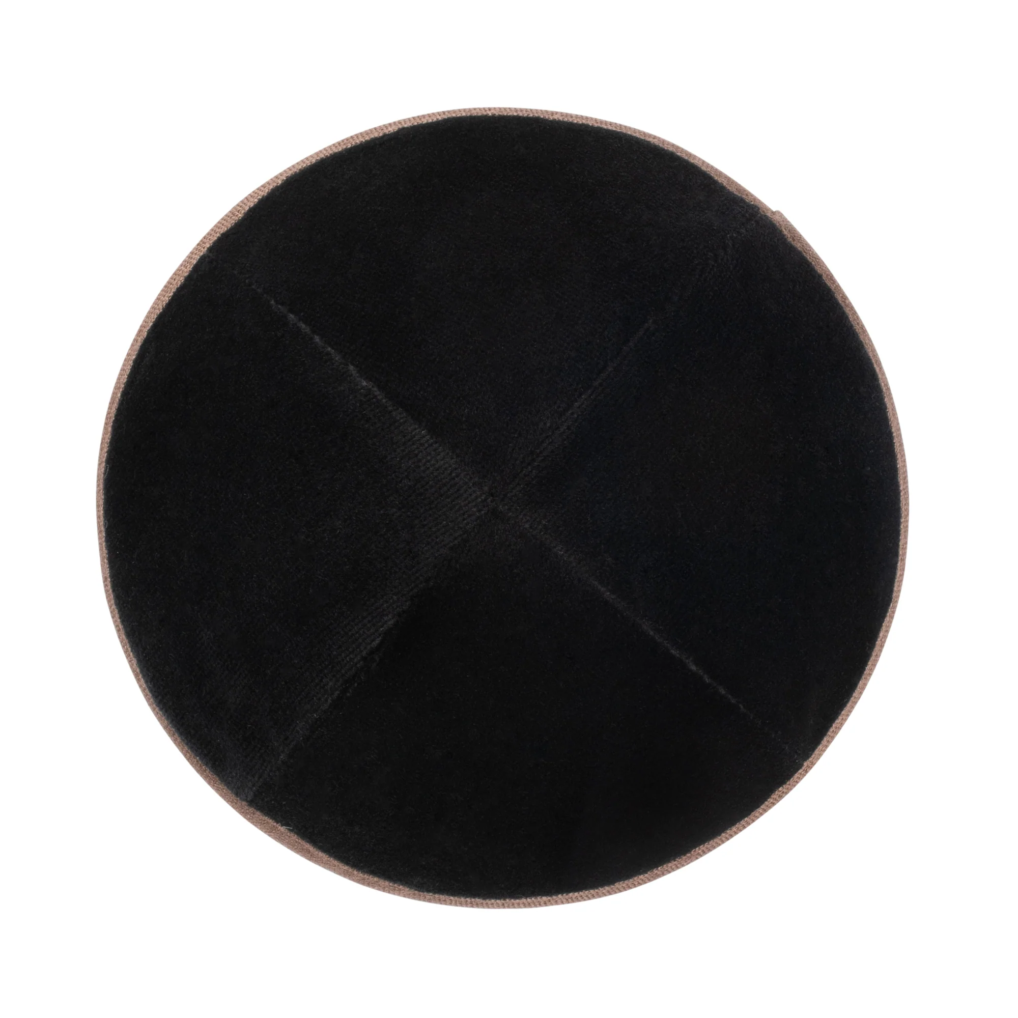 IKIPPAH BLACK VELVET W/ BROWN RIM YARMULKE - Image 2
