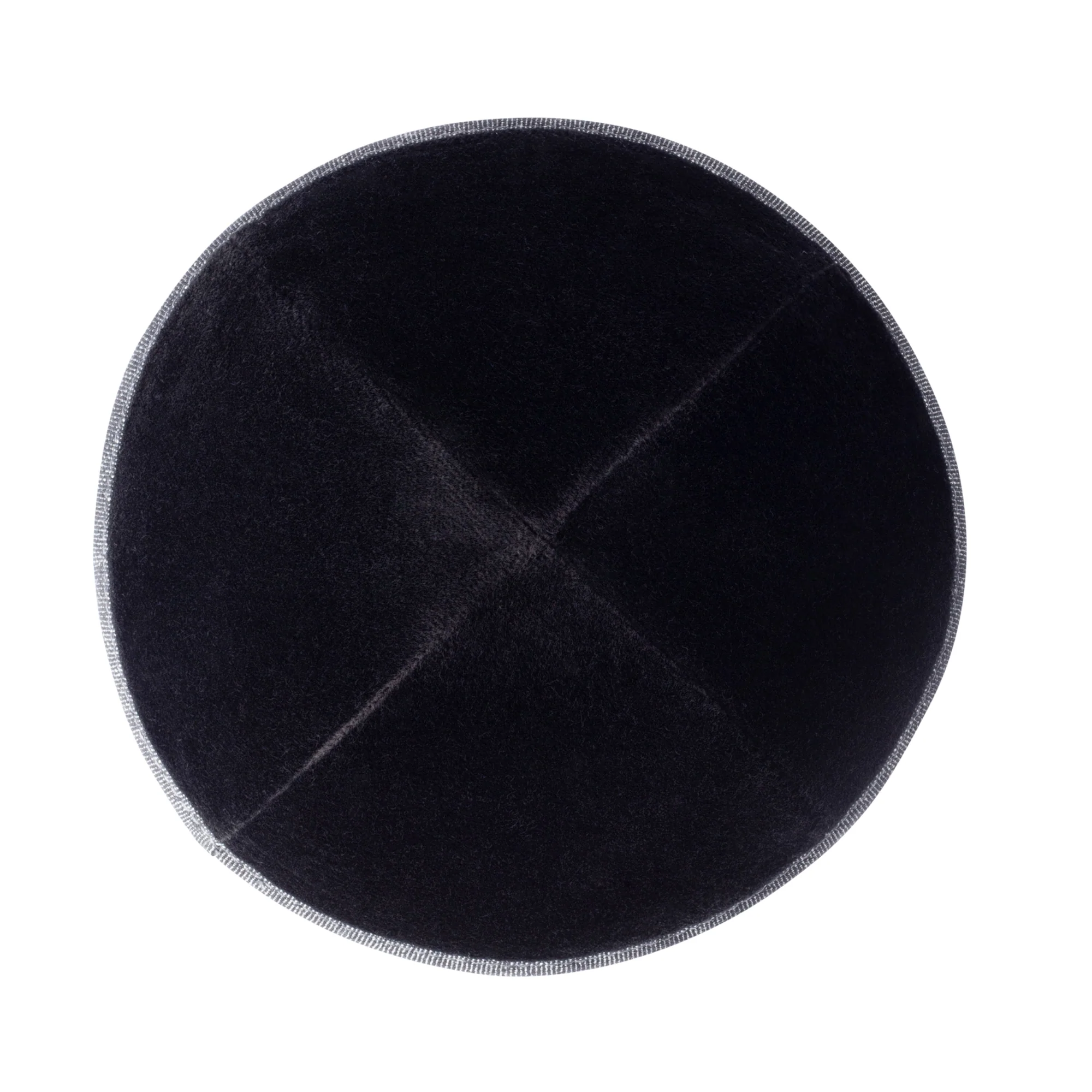 IKIPPAH BLACK VELVET W/ DARK DENIM RIM YARMULKE - Image 2