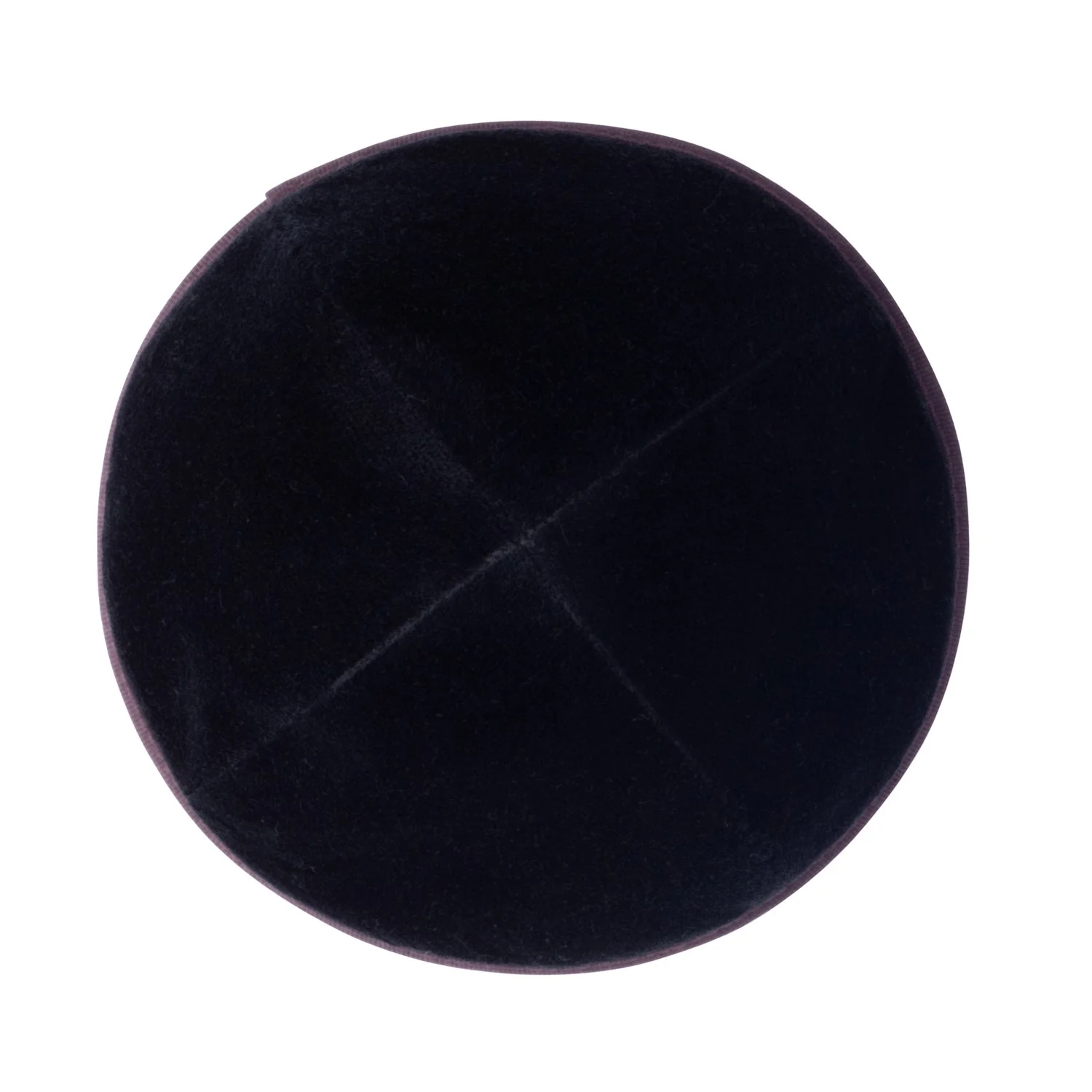 IKIPPAH BLACK VELVET W/ EGGPLANT RIM YARMULKE - Image 2