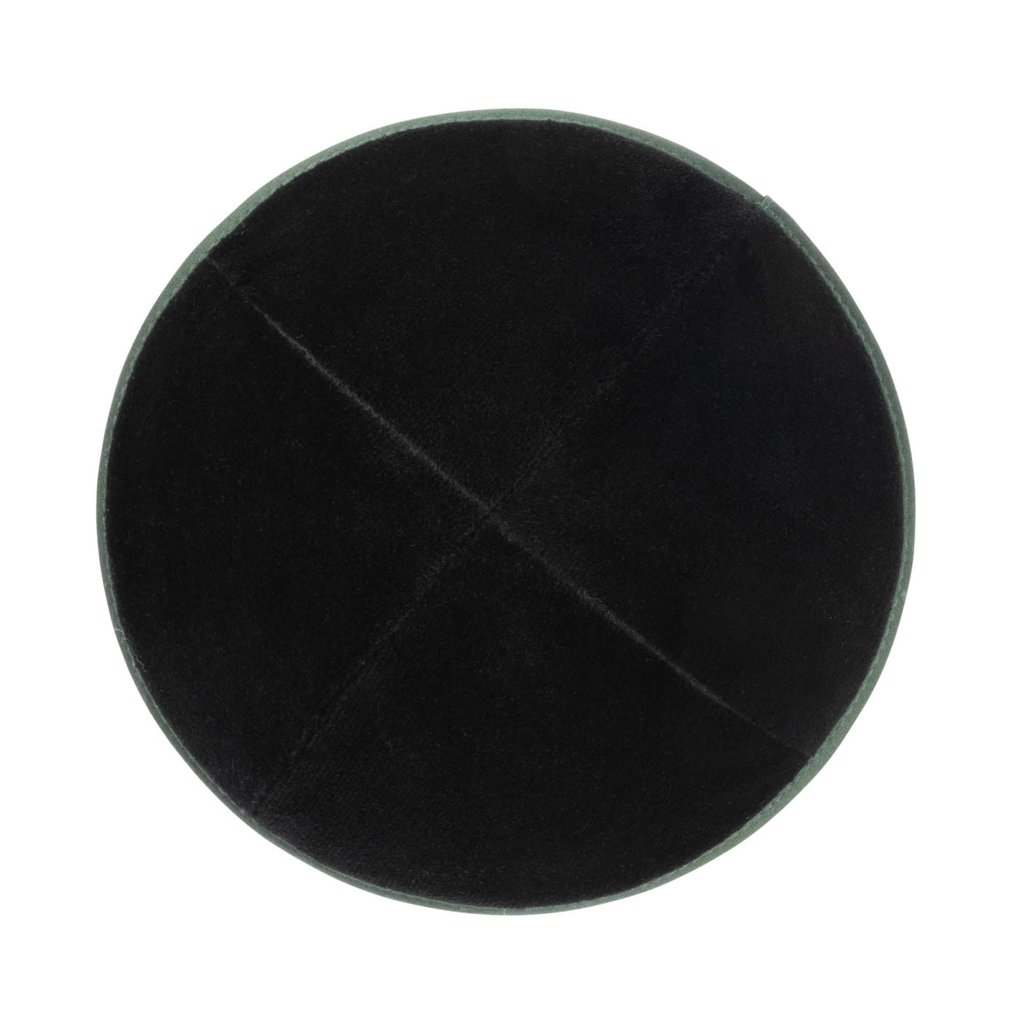 IKIPPAH BLACK VELVET W/ HUNTER GREEN RIM YARMULKE - Image 2