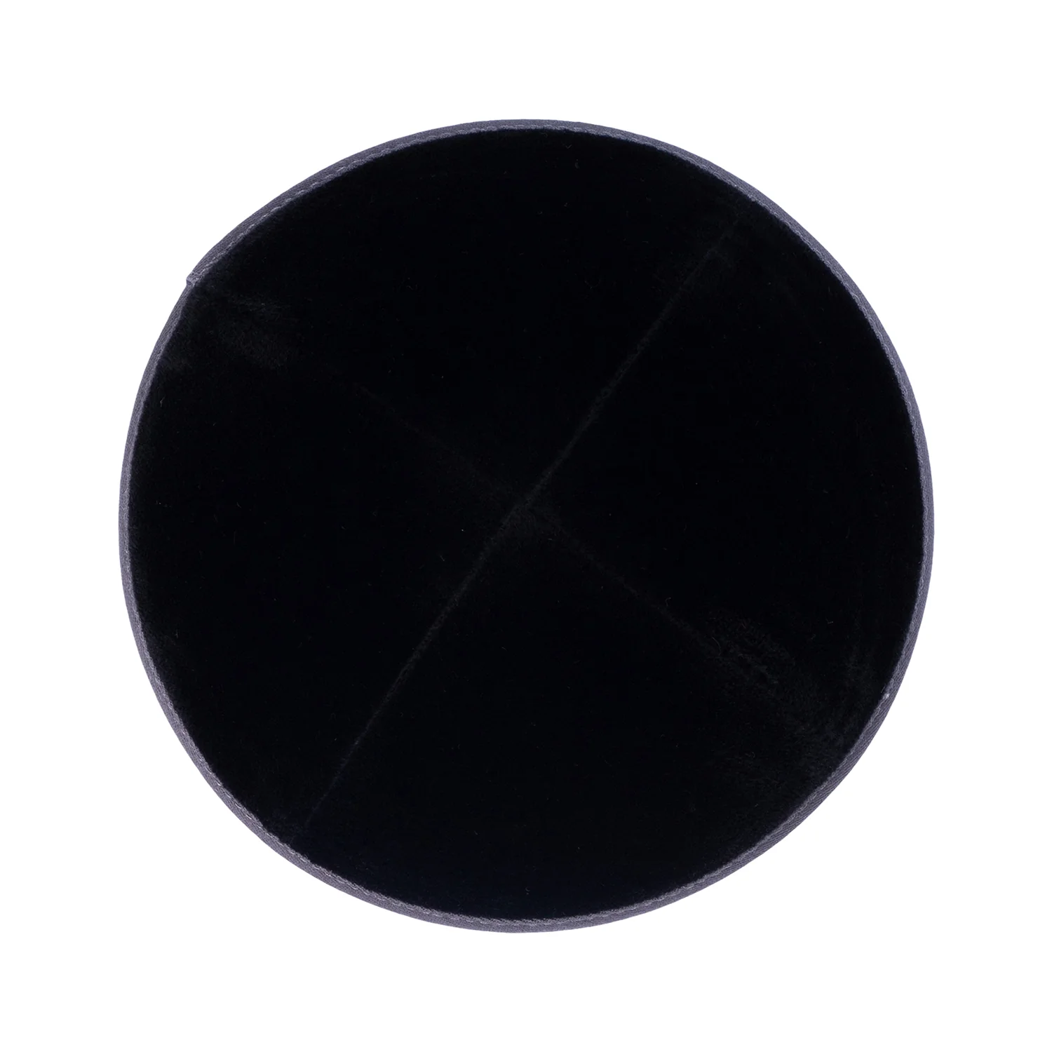 IKIPPAH BLACK VELVET W/ GRAY RIM YARMULKE - Image 2