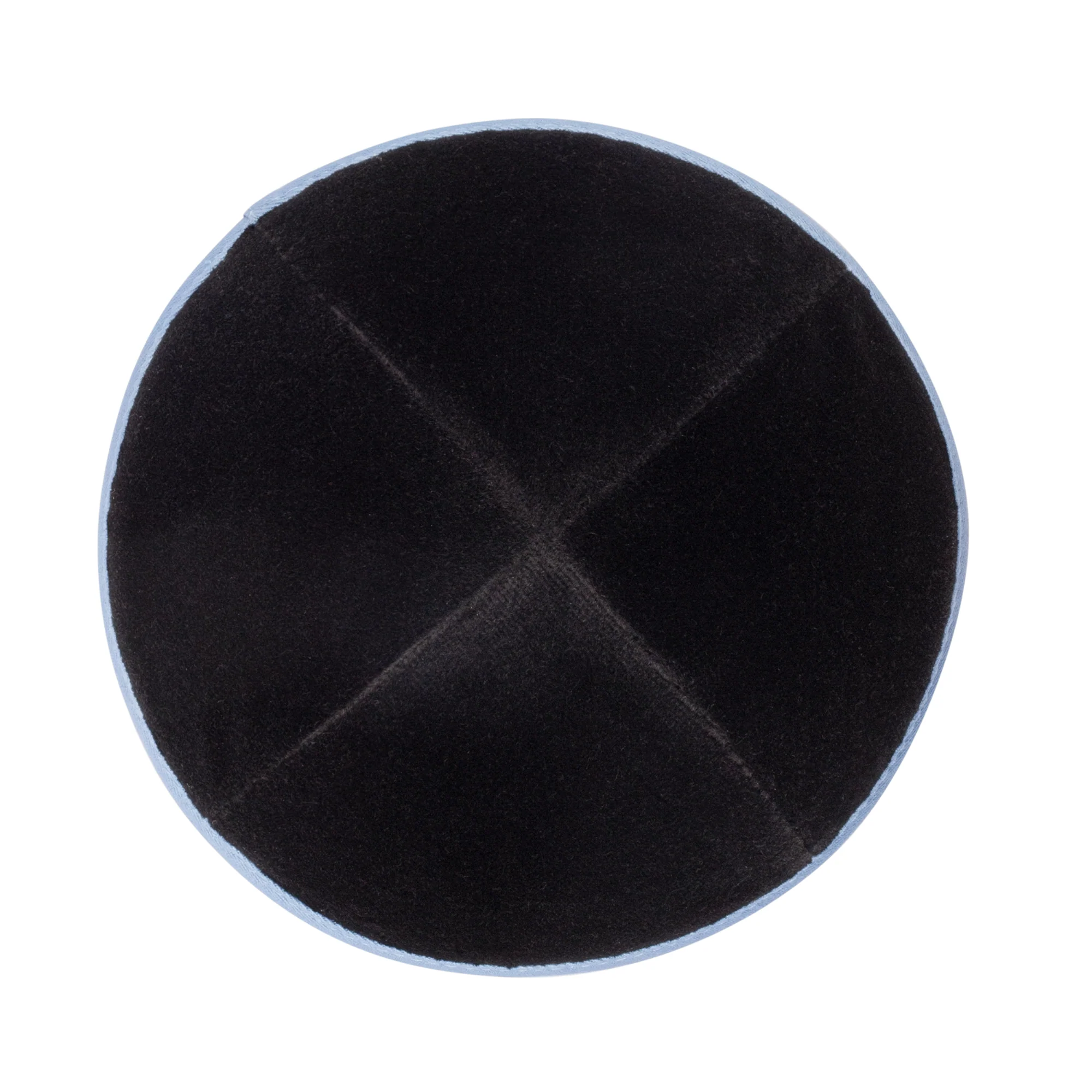 IKIPPAH BLACK VELVET W/ SKY BLUE RIM YARMULKE - Image 2