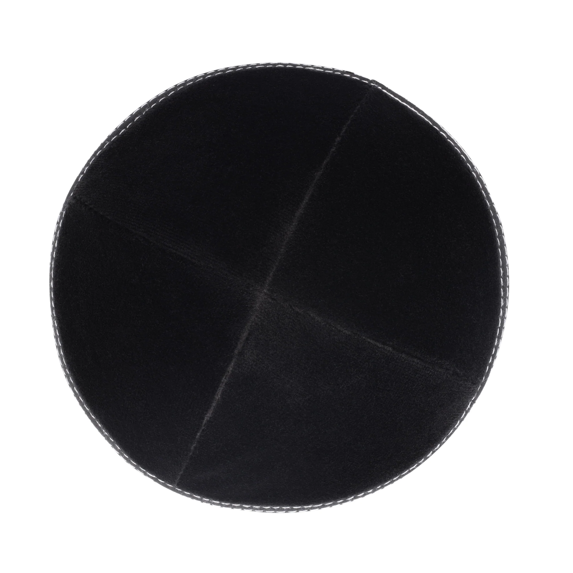 IKIPPAH BLACK VELVET W/ WHITE STITCHING YARMULKE - Image 2