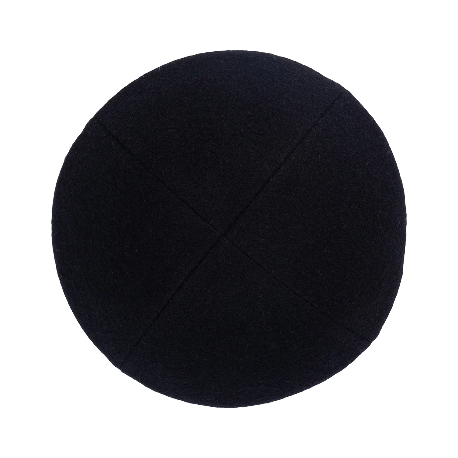 IKIPPAH BLACK WOOL W/ WHITE WOOL RIM YARMULKE - Image 2