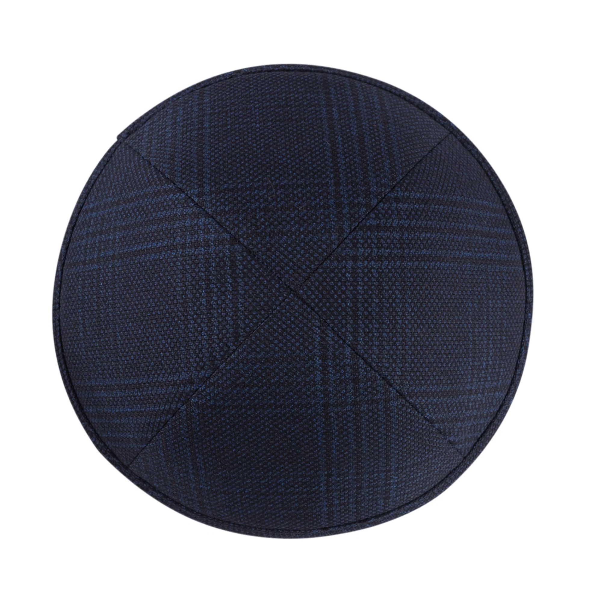 IKIPPAH BLUE & BLACK PLAID YARMULKE - Image 2