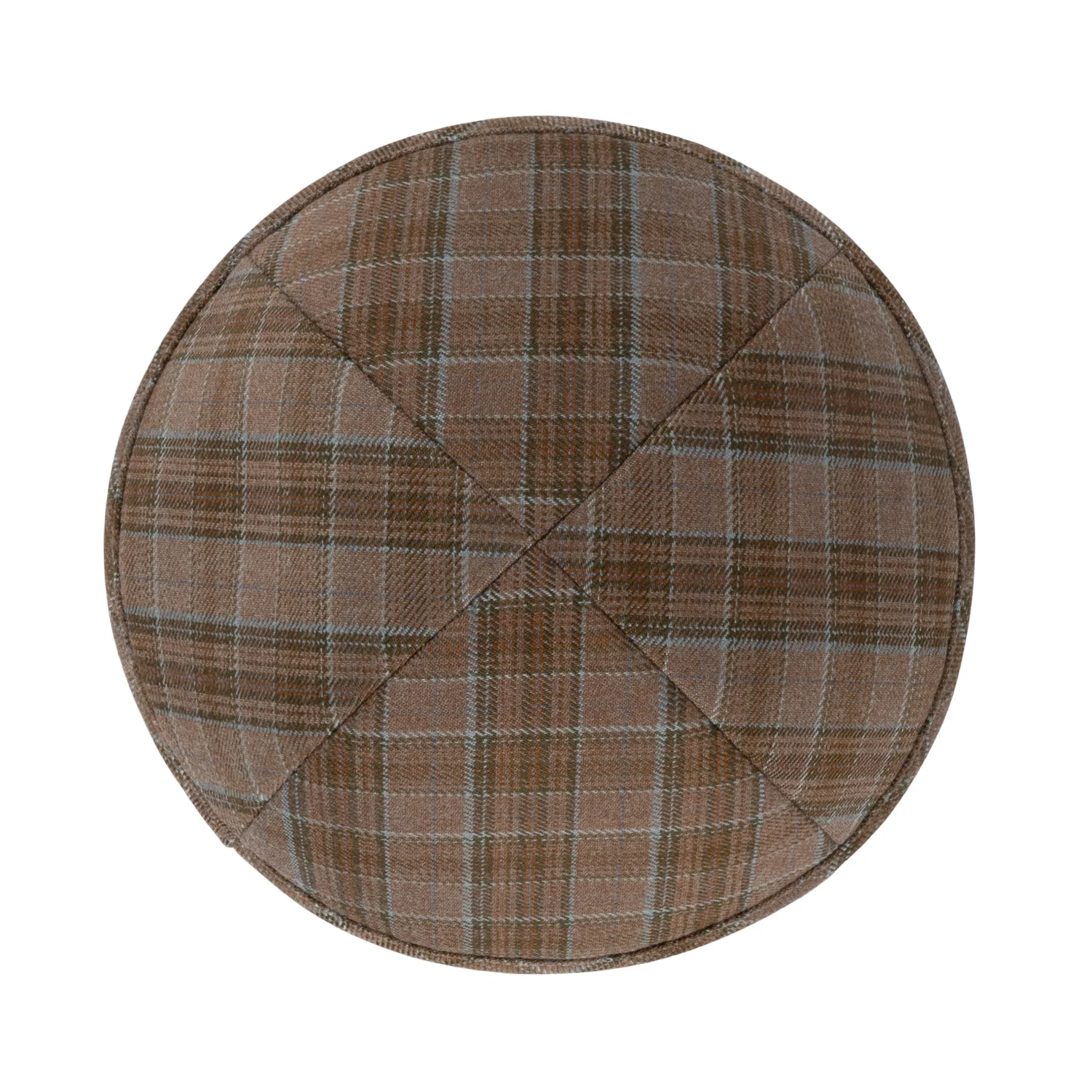 IKIPPAH BROWN & BLUE BOX PLAID YARMULKE - Image 2