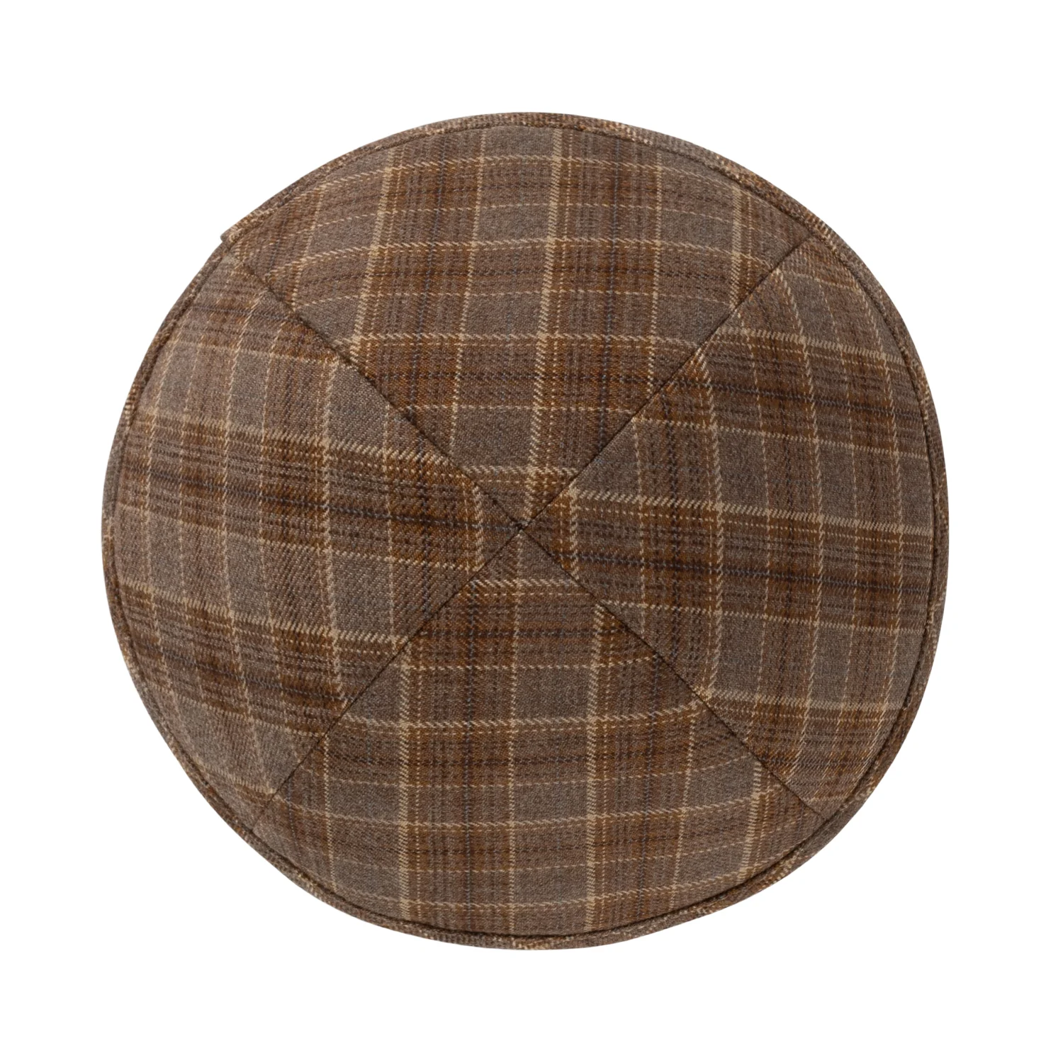 IKIPPAH BROWN & CAMEL BOX PLAID YARMULKE - Image 2