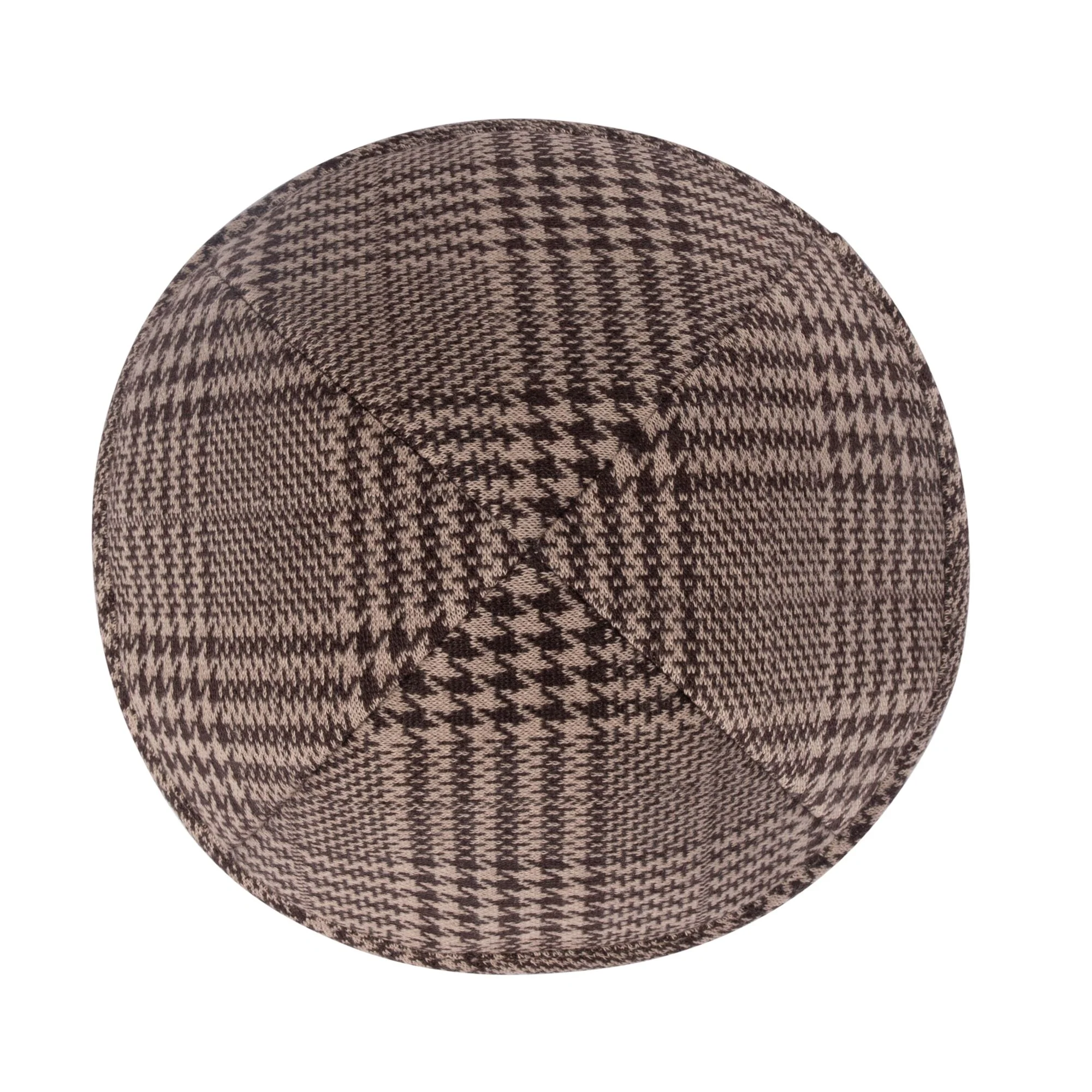 IKIPPAH BROWN & CAMEL HOUNDSTOOTH PLAID YARMULKE - Image 2