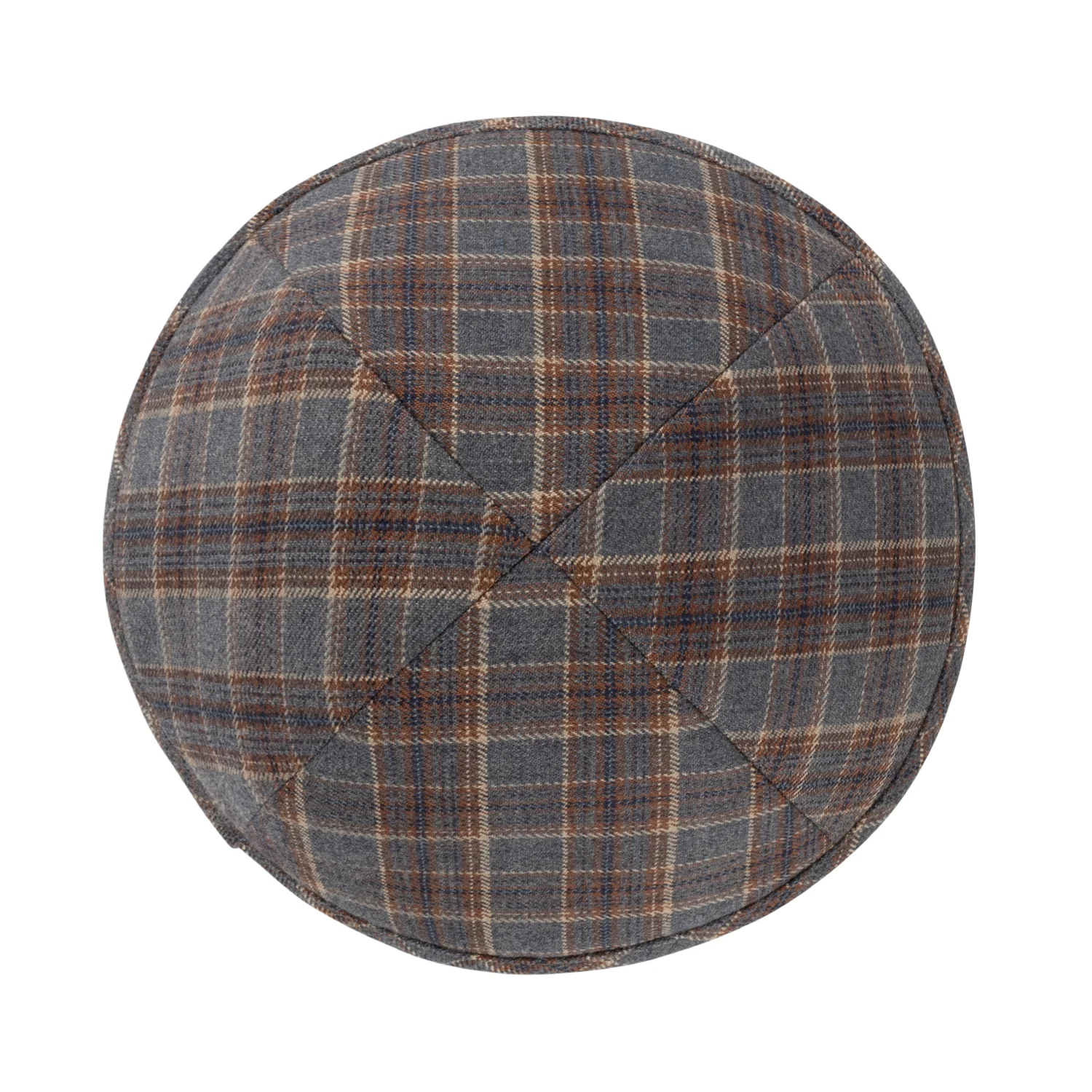 IKIPPAH BROWN & GRAY BOX PLAID YARMULKE - Image 2
