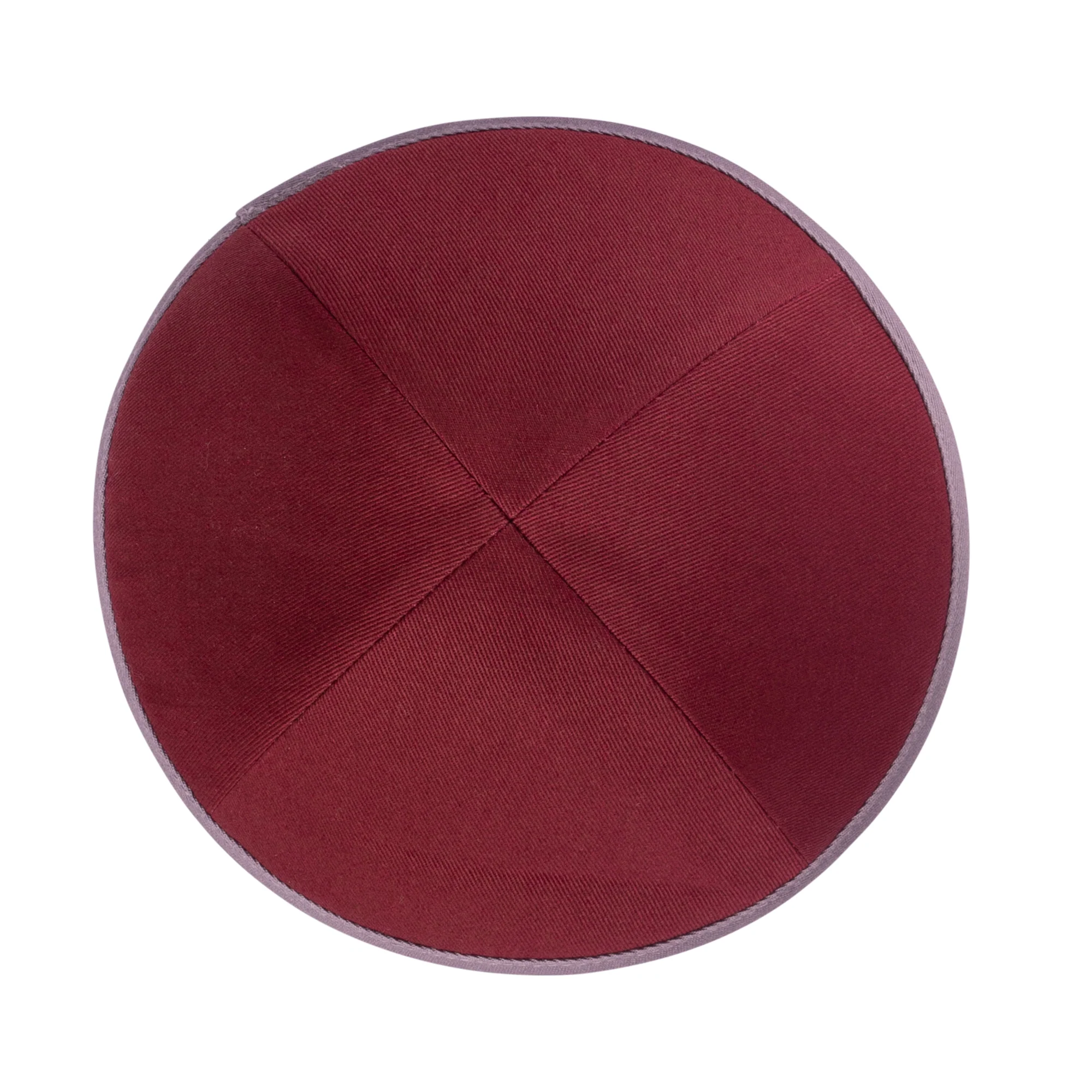 IKIPPAH BURGUNDY COTTON W/ GRAY RIM YARMULKE - Image 2