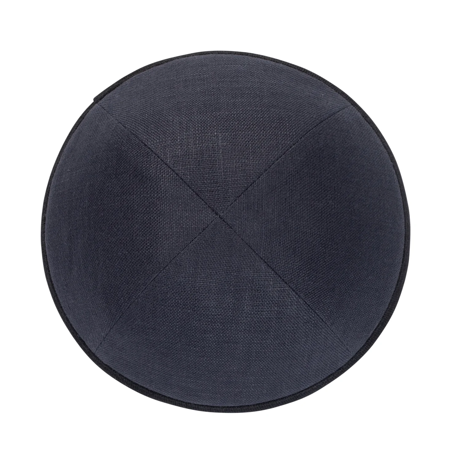 IKIPPAH CHARCOAL LINEN W/ BLACK RIM YARMULKE - Image 2