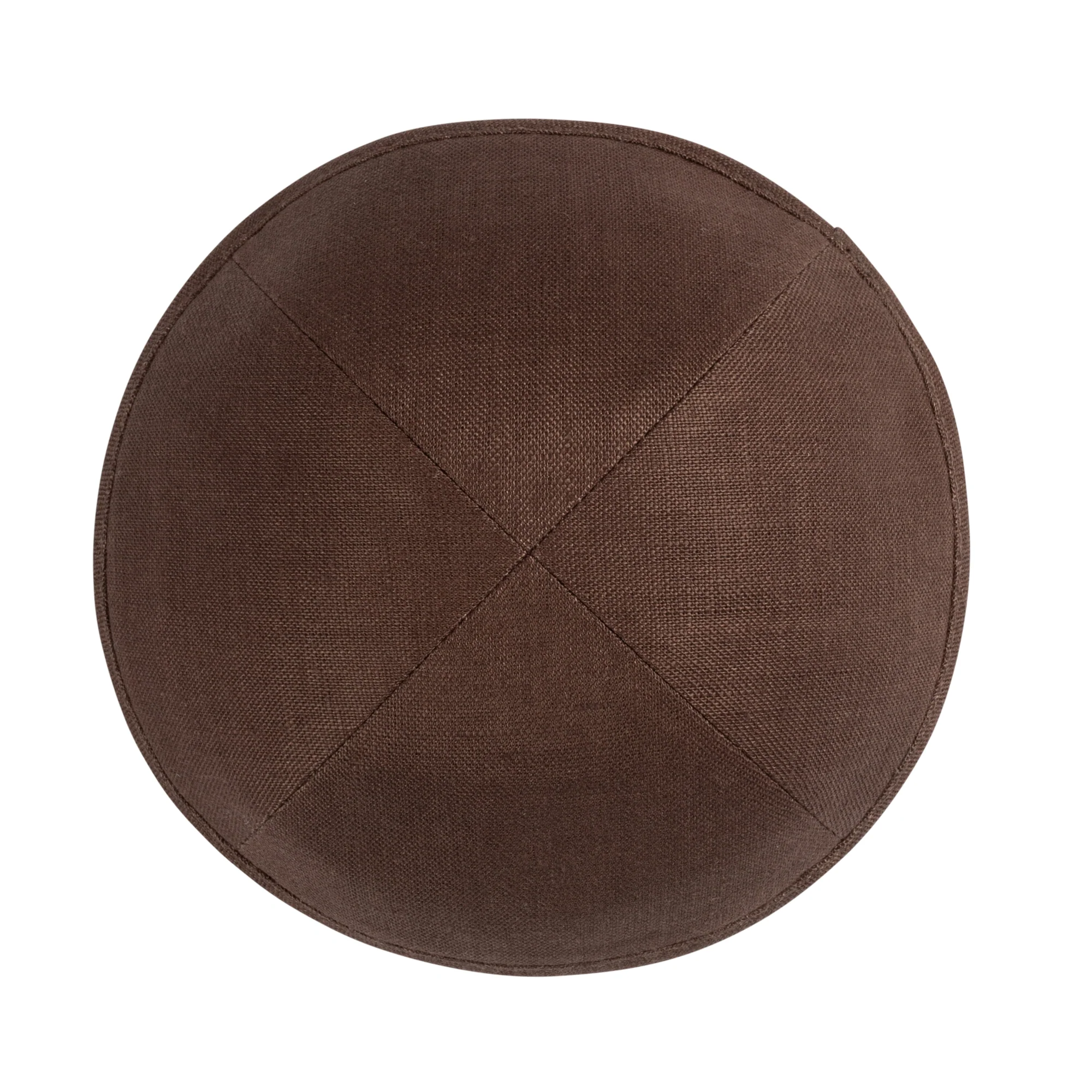 IKIPPAH DARK BROWN LINEN YARMULKE - Image 2