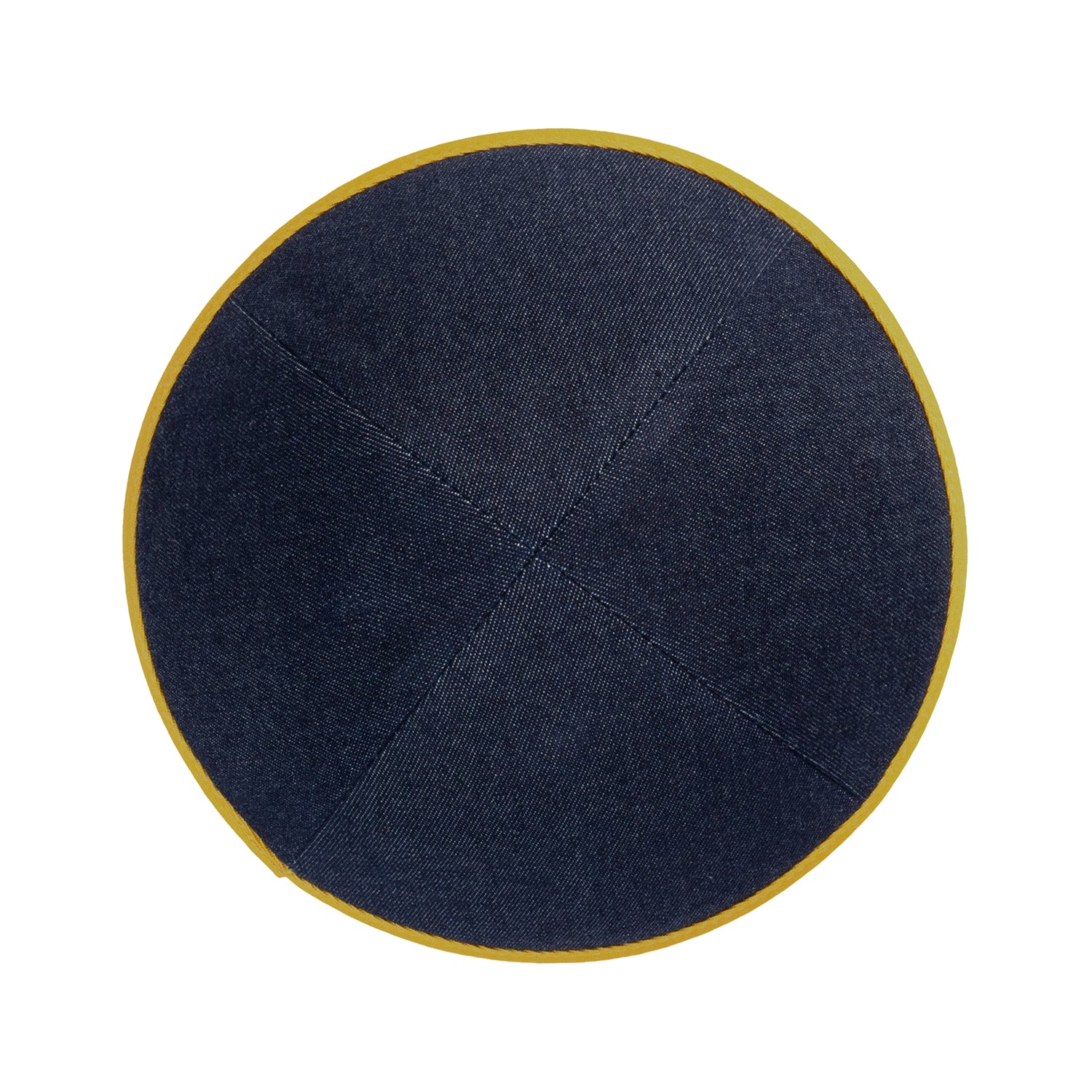 IKIPPAH NAVY DENIM W/ MUSTARD RIM YARMULKE - Image 2