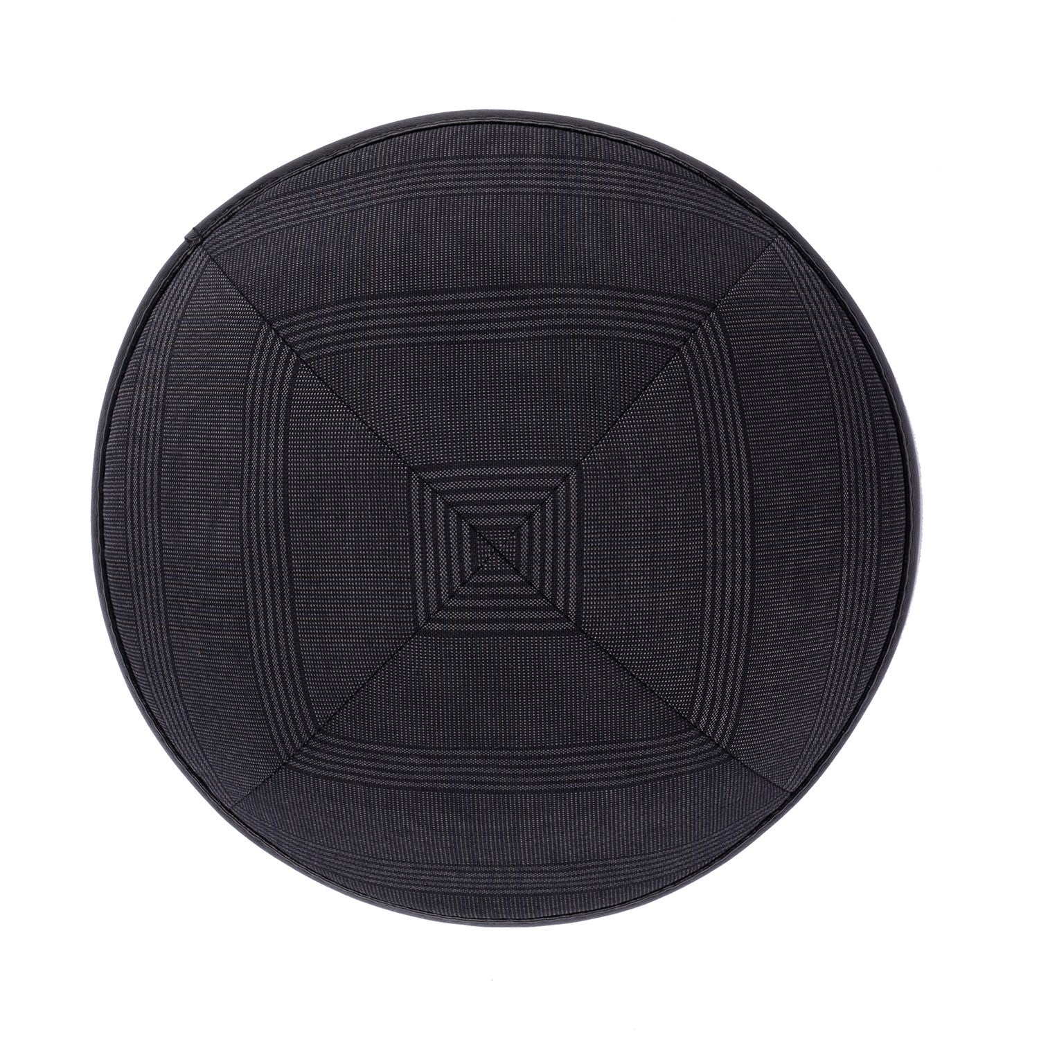 IKIPPAH GRAY PLAID W/ BLACK LEATHER RIM YARMULKE - Image 2