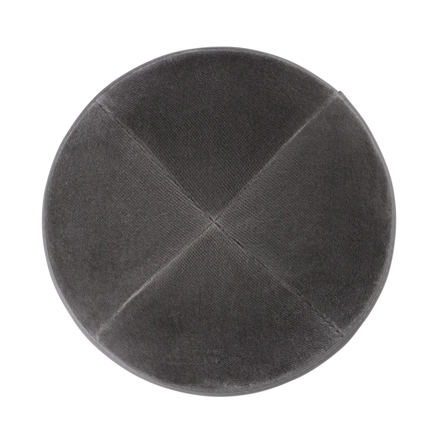 IKIPPAH GRAY VELVET W GRAY LEATHER RIM YARMULKE - Image 2