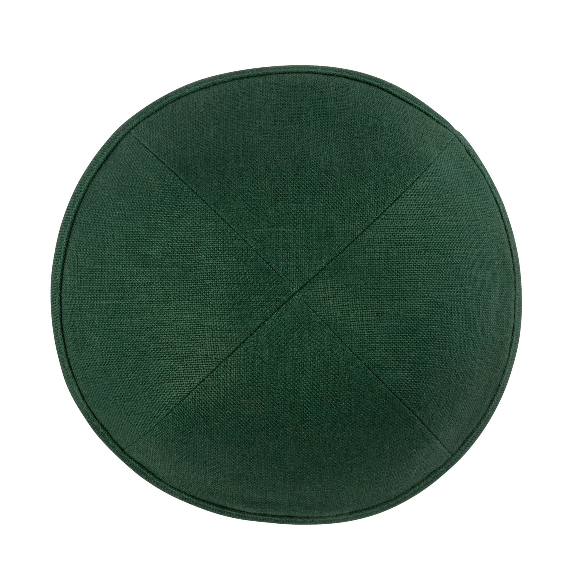 IKIPPAH HUNTER GREEN LINEN YARMULKE - Image 2
