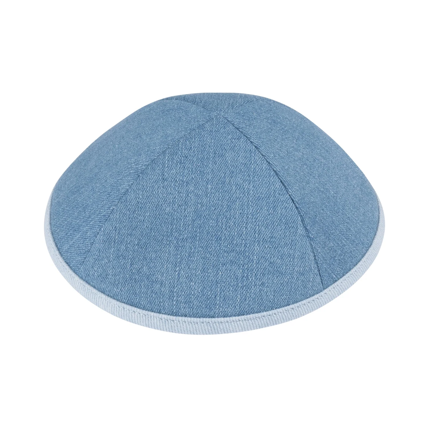 IKIPPAH LIGHT BLUE DENIM W/ COLORFUL RIM YARMULKE - Image 3