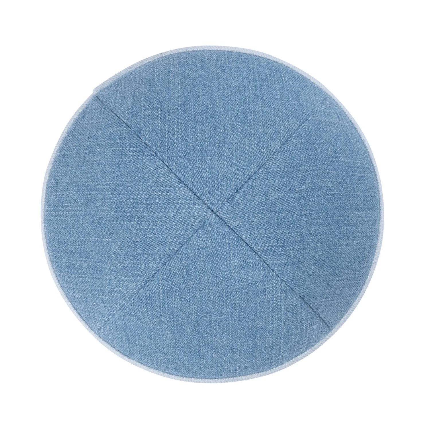 IKIPPAH LIGHT BLUE DENIM W/ COLORFUL RIM YARMULKE - Image 4