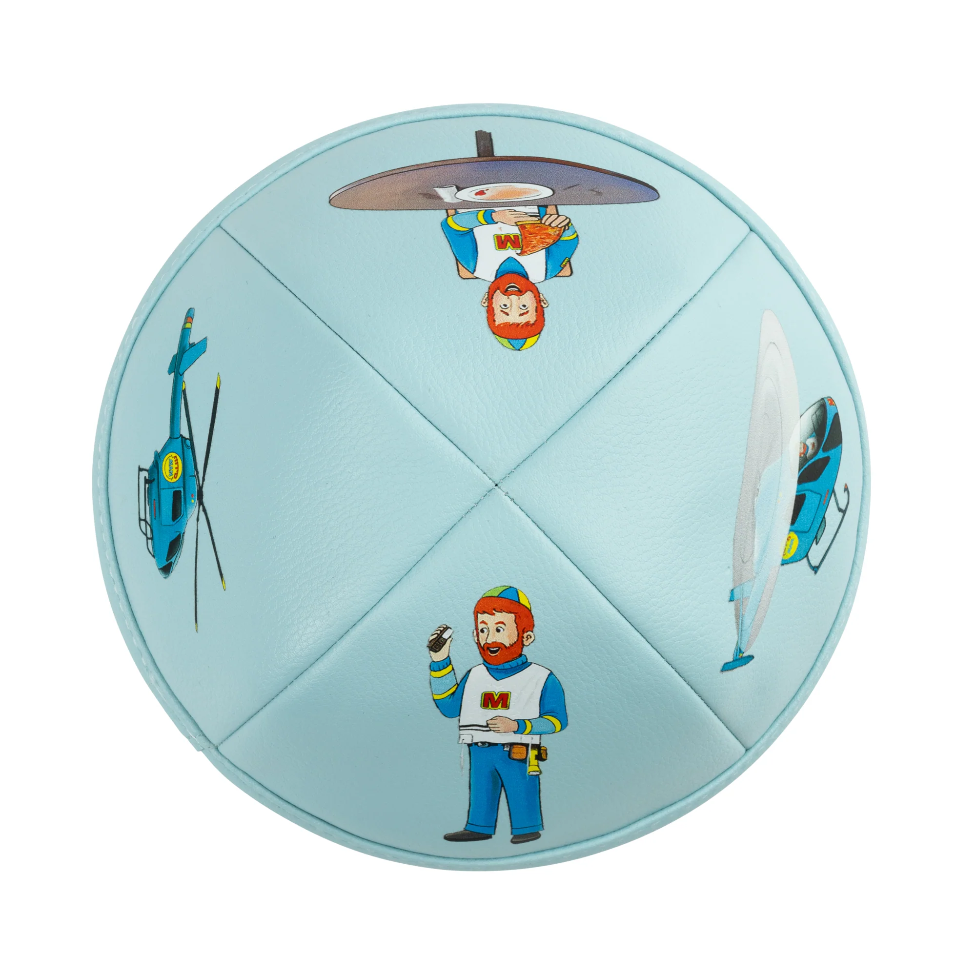 IKIPPAH MIDDOS MAN - LIGHT BLUE LEATHER YARMULKE - Image 2