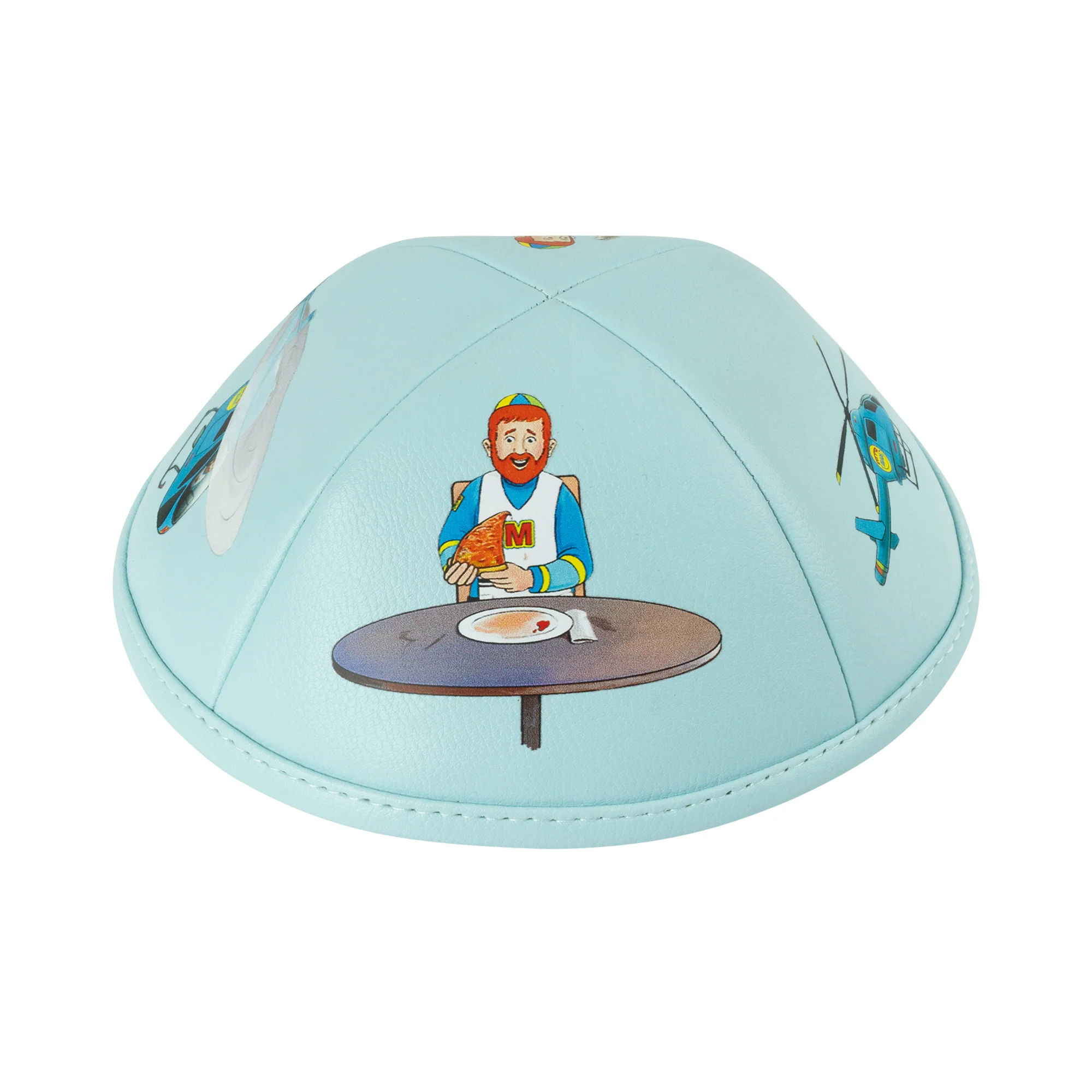 IKIPPAH MIDDOS MAN - LIGHT BLUE LEATHER YARMULKE - Image 5