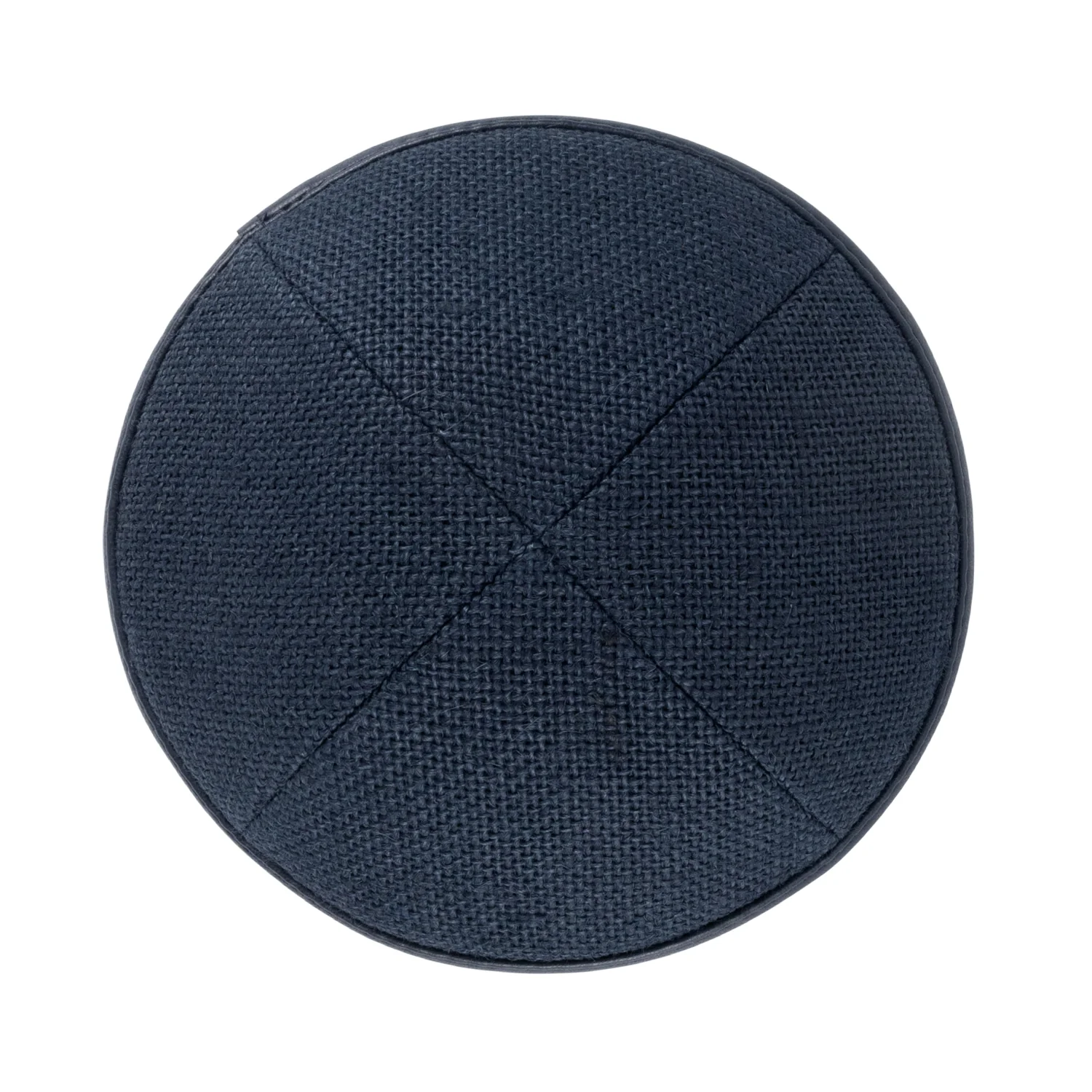 IKIPPAH NAVY BURLAP W/ LEATHER RIM YARMULKE - Image 2