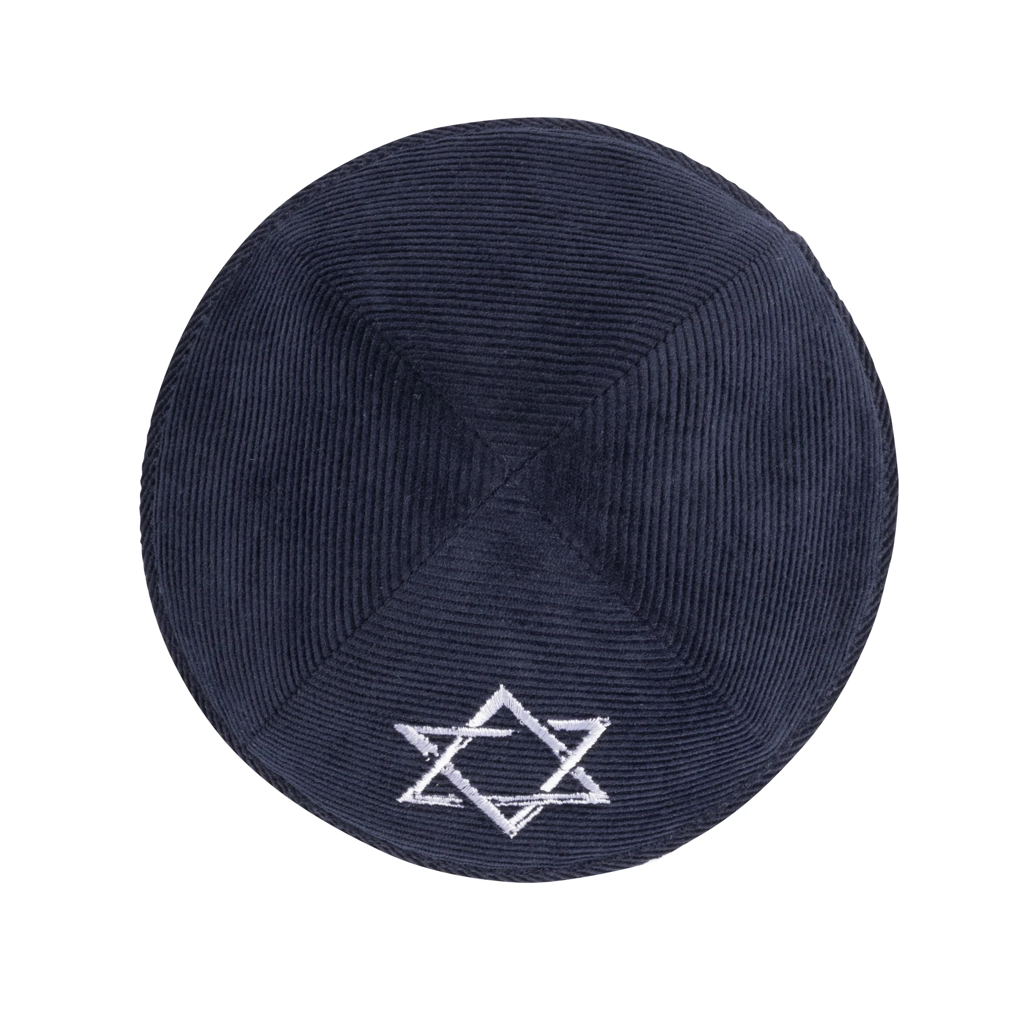 IKIPPAH NAVY CORDUROY W/ WHITE STAR YARMULKE - Image 2