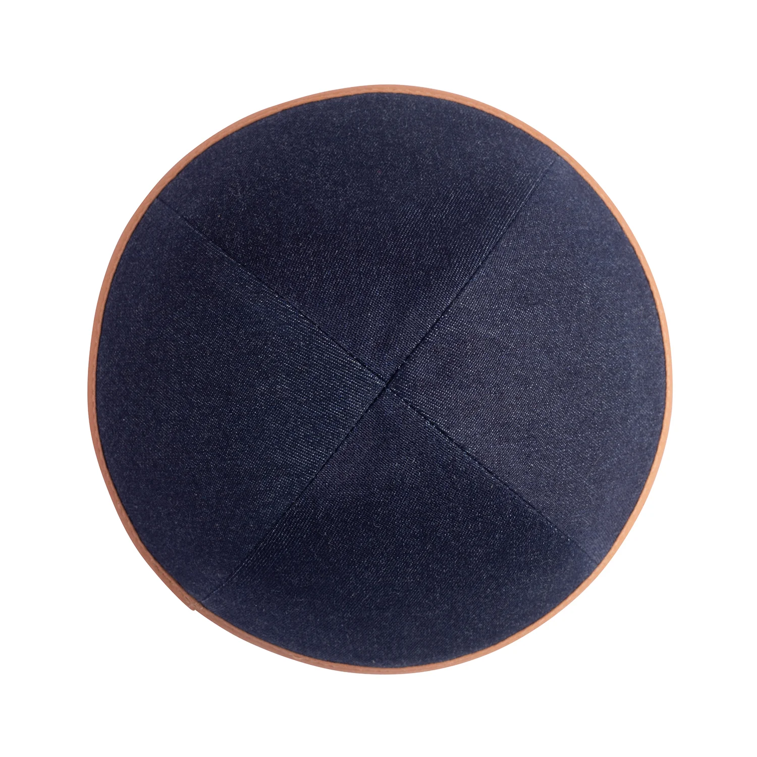 IKIPPAH NAVY DENIM W/ CAMEL RIM YARMULKE - Image 2
