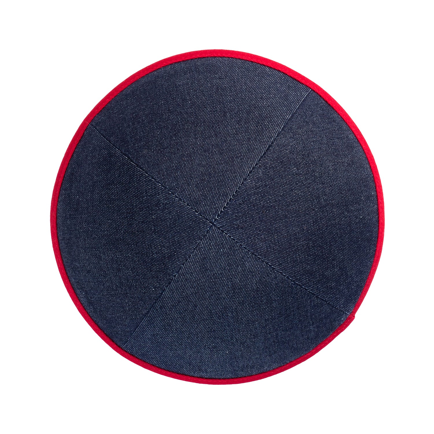 IKIPPAH NAVY DENIM W/ RED RIM YARMULKE - Image 2