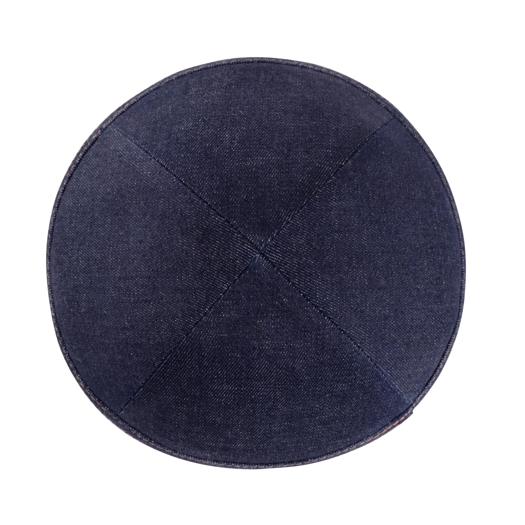 IKIPPAH NAVY DENIM W/ CAMEL STITCHING YARMULKE - Image 2