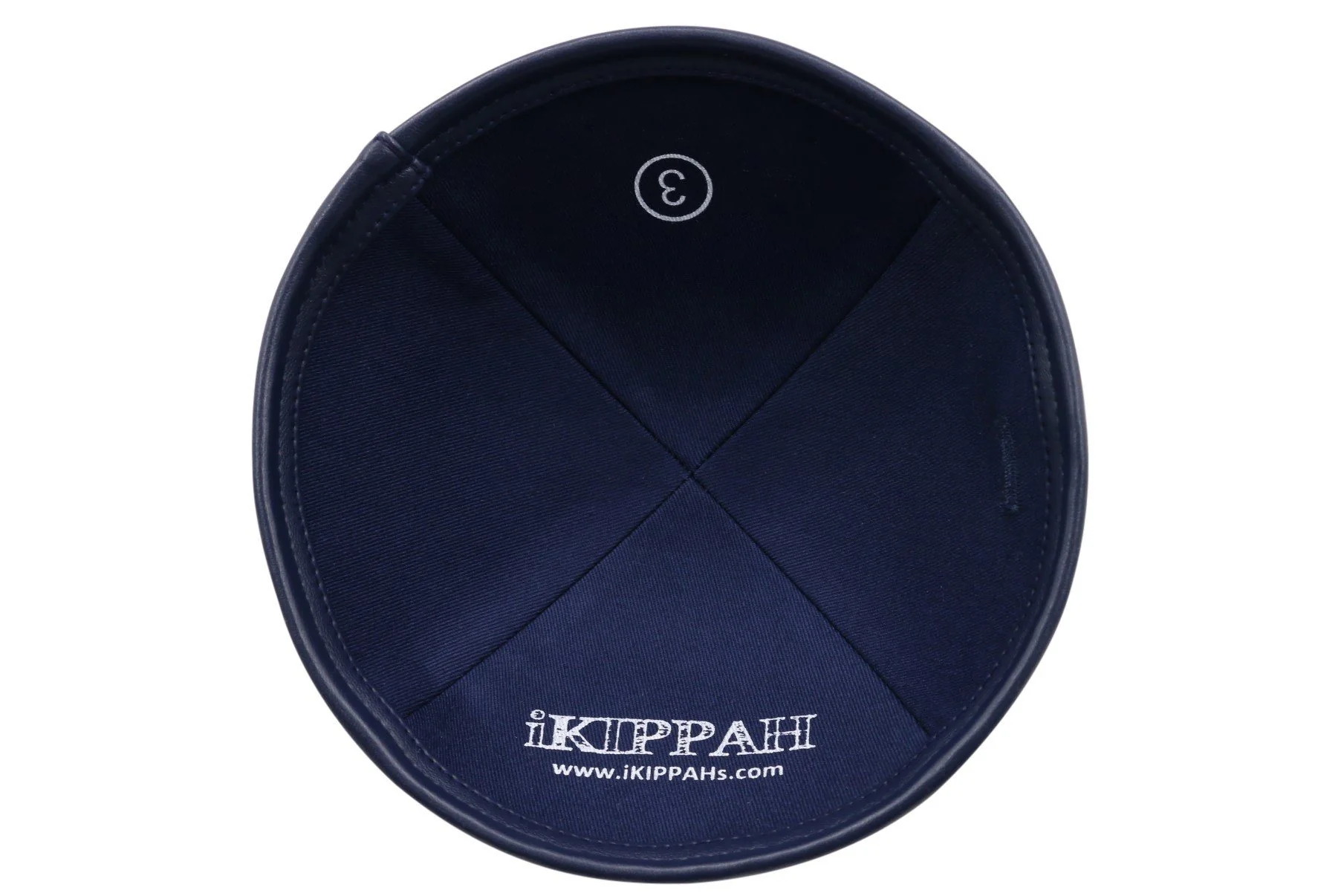 IKIPPAH NAVY LEATHER YARMULKE - Image 3